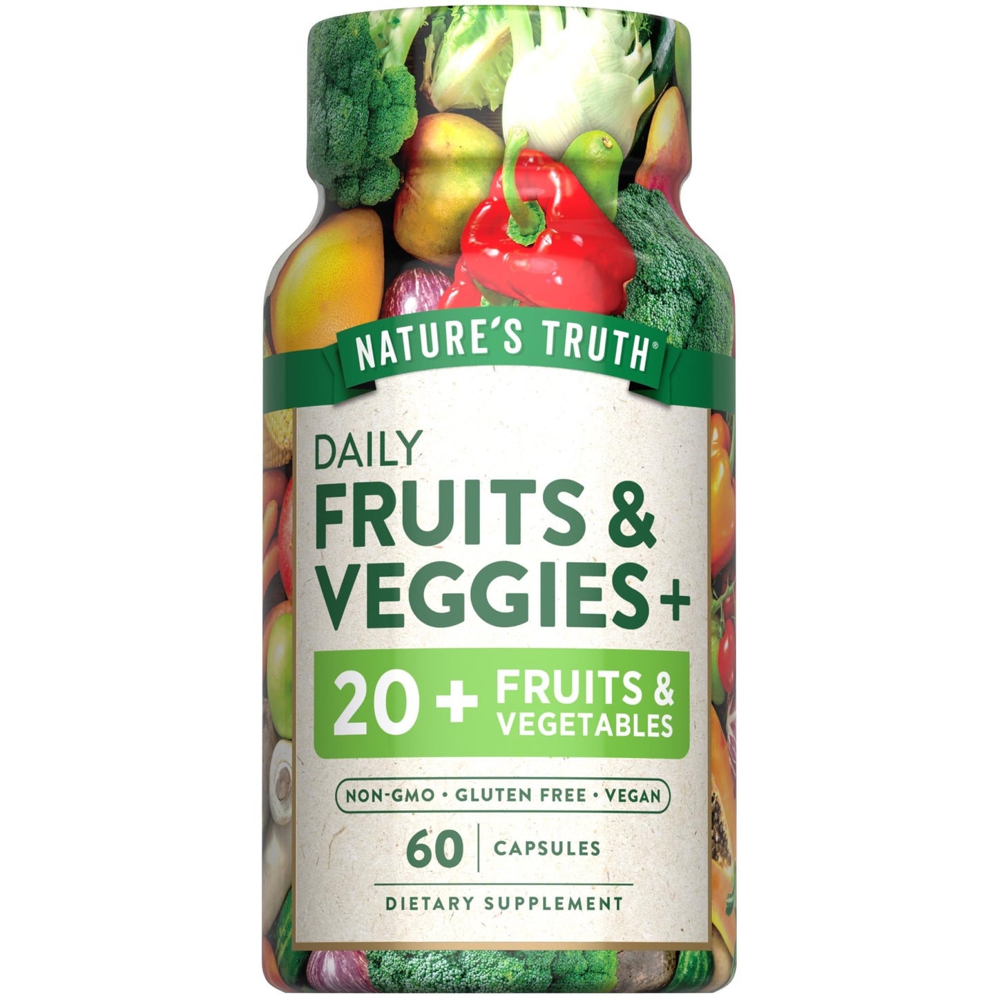 Nature's Truth Super Fruits and Veggies | 60 Vegan Capsules | Vitalizing Antioxidant Superfood Formula | Non-GMO & Gluten Free Supplement