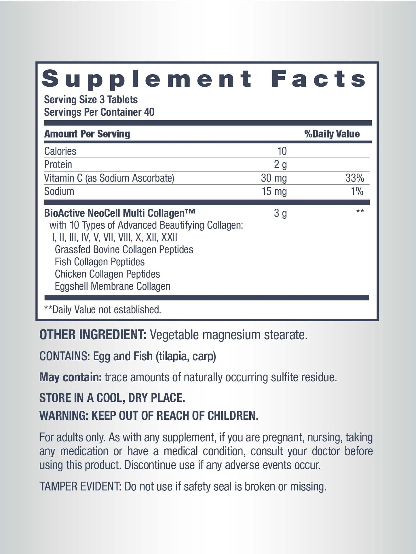 NeoCell Super Multi Collagen Peptides | 120 Tablets | 10 Types of Collagen | Skin, Hair and Nails | Beauty Supplement | For Men and Women