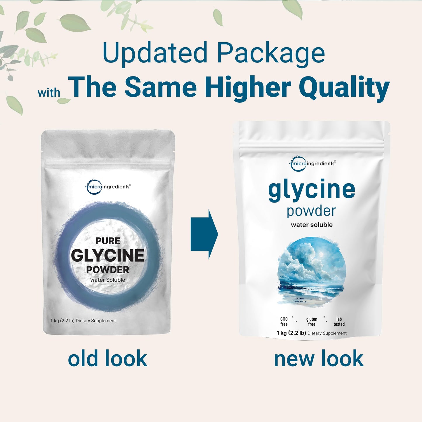 Micro Ingredients Glycine Powder, 1KG (2.2 Pounds), Glycine 1000mg Per Serving, Supports Restful Sleep and Neurotransmitter, Water Soluble and Products of USA