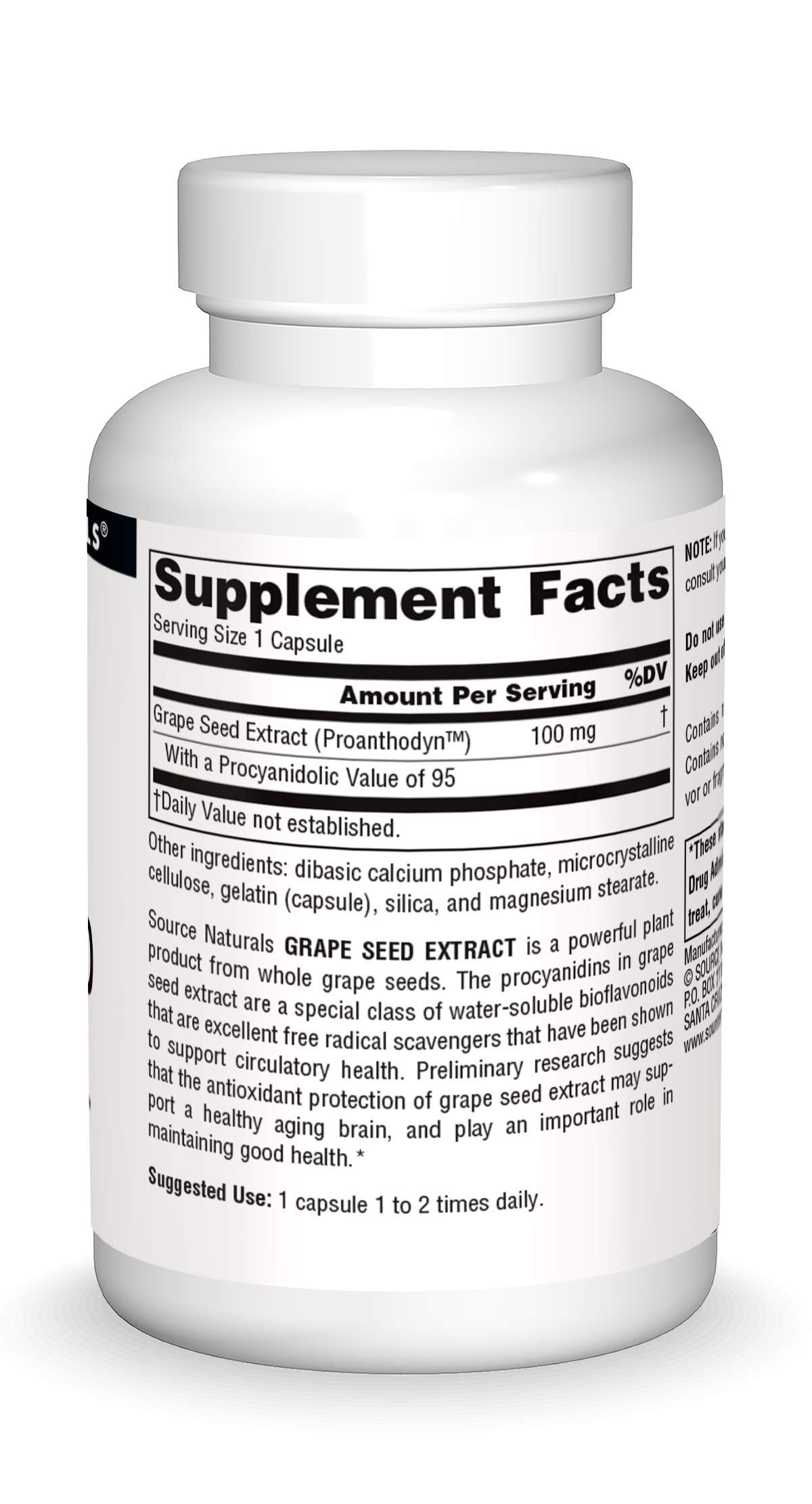 Pre-Order | Arrives in 5–10 Days – Source Naturals Grape Seed Extract, Protects & Supports Healthy Aging Brain*, 100 mg - 60 Capsules