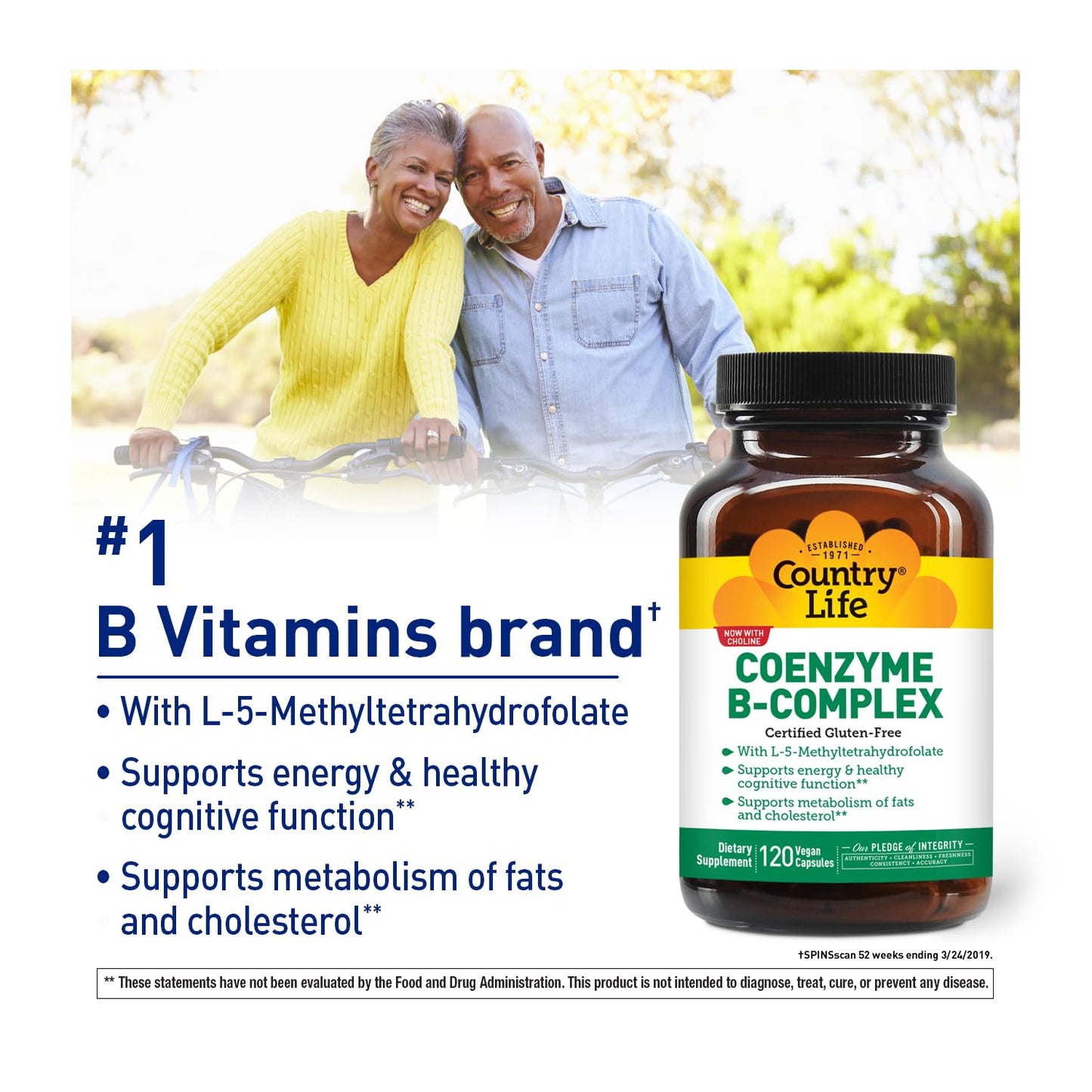 Country Life Coenzyme B-Complex, 120 Capsules – Supports Energy & Metabolism, Mood & Cognitive Function – Vegan, Gluten-Free, Bioavailable B Vitamins with Choline