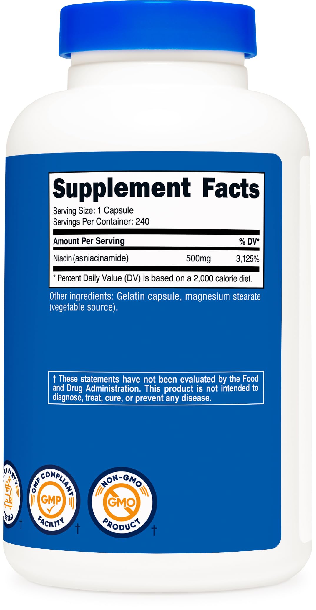 Nutricost Niacinamide (Vitamin B3) 500mg, 240 Capsules - Non-GMO, Gluten Free, Flush Free Vitamin B3