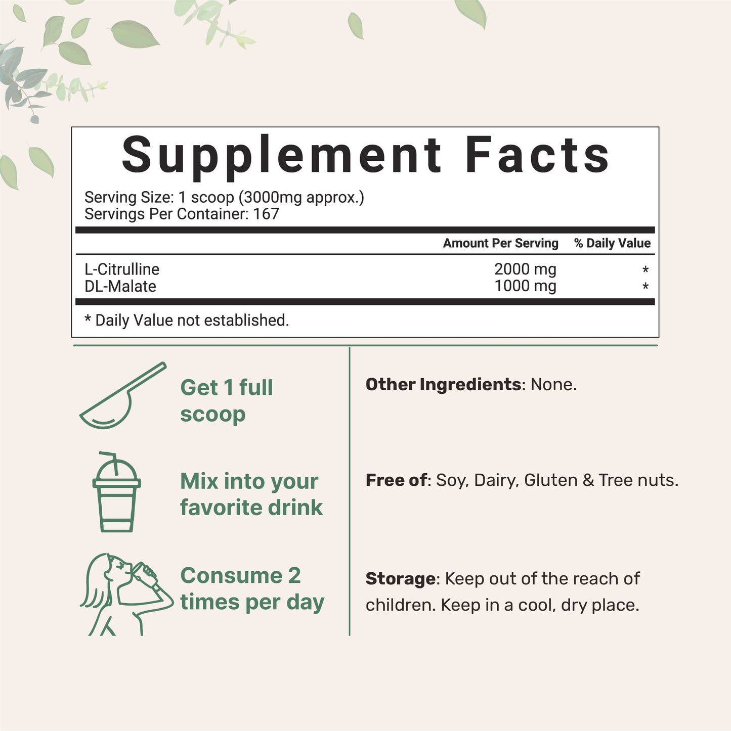 Pure L Citrulline Malate 2:1 Powder, 500 Grams, Filler Free, Vegan Citrulline Supplement and Citrulline Nitrate, Supports Muscle Performance, Endurance and Strength, Unflavored, Dissolve Easily