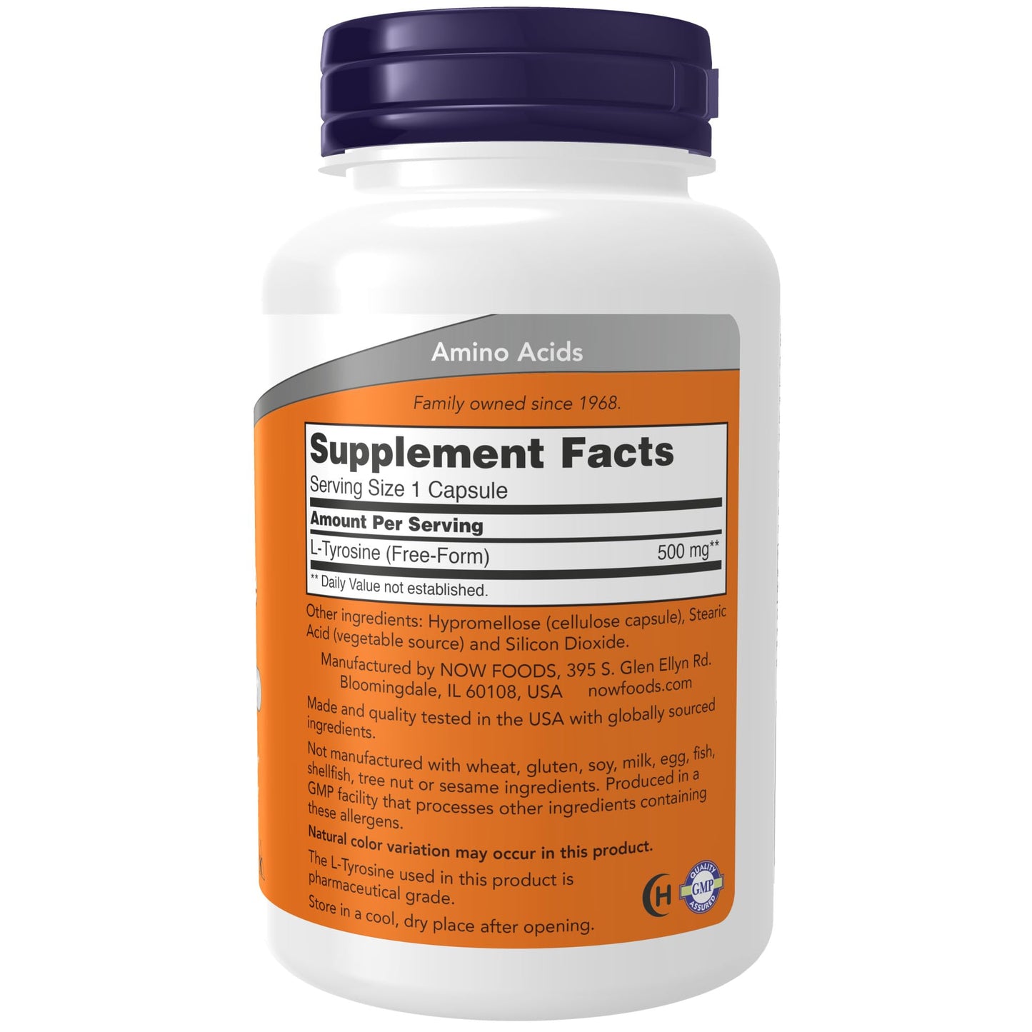 NOW Supplements, L-Tyrosine 500 mg, Supports Mental Alertness*, Neurotransmitter Support*, 120 Capsules (Pack of 2)