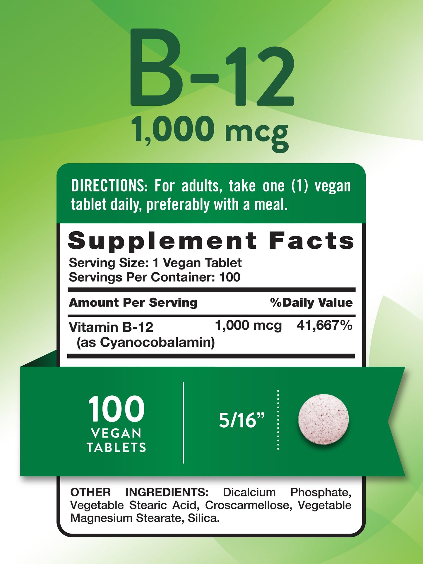 Nature's Truth Vitamin B12 1000 mcg Tablets | 100 Count | Vegan, Non-GMO & Gluten Free Supplement