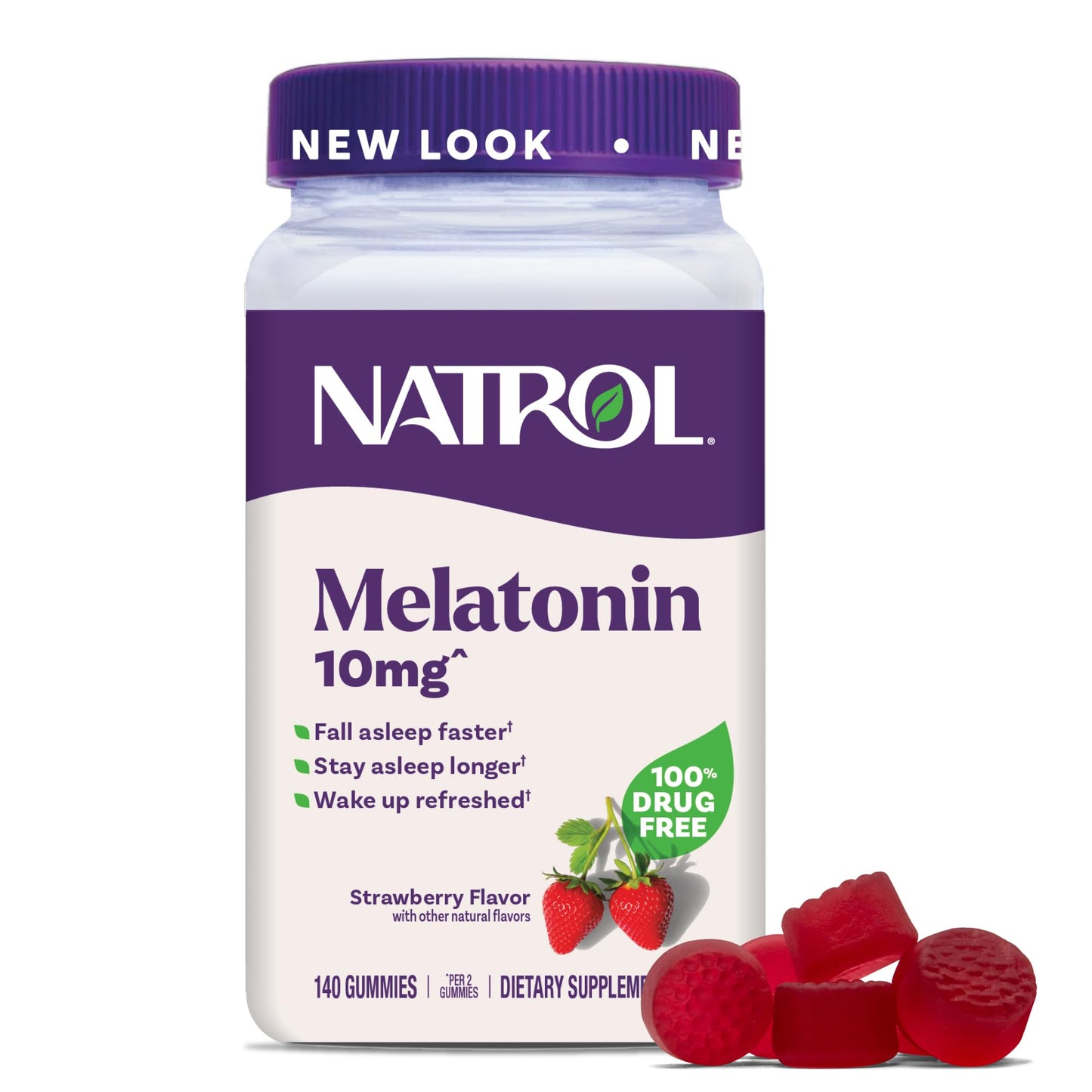 Natrol Melatonin Gummies, Sleep Support for Adults, Melatonin 10 mg, 140 Strawberry-Flavored, Up to 70 Days