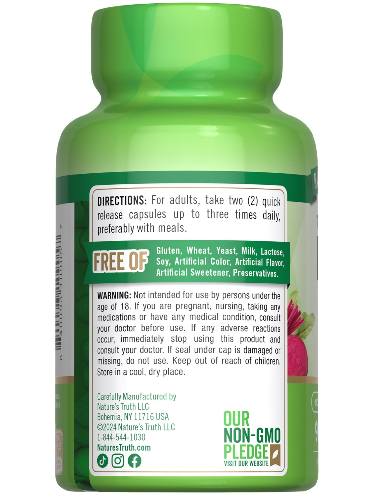 Nature's Truth Beet Root Capsules | 1000mg | 90 Pills | Herbal Extract | Gluten Free & Non-GMO Supplement