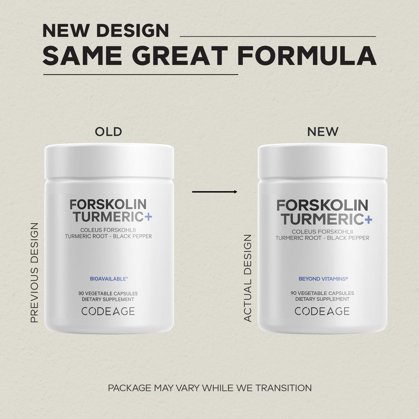 Codeage Forskolin, Pure Forskolin Coleus + Organic Turmeric Root Powder, 95% Curcuminoids + Bioperine Black Pepper - 20% Standardized Coleus Forskohlii Supplement - Non-GMO - 90 Capsules