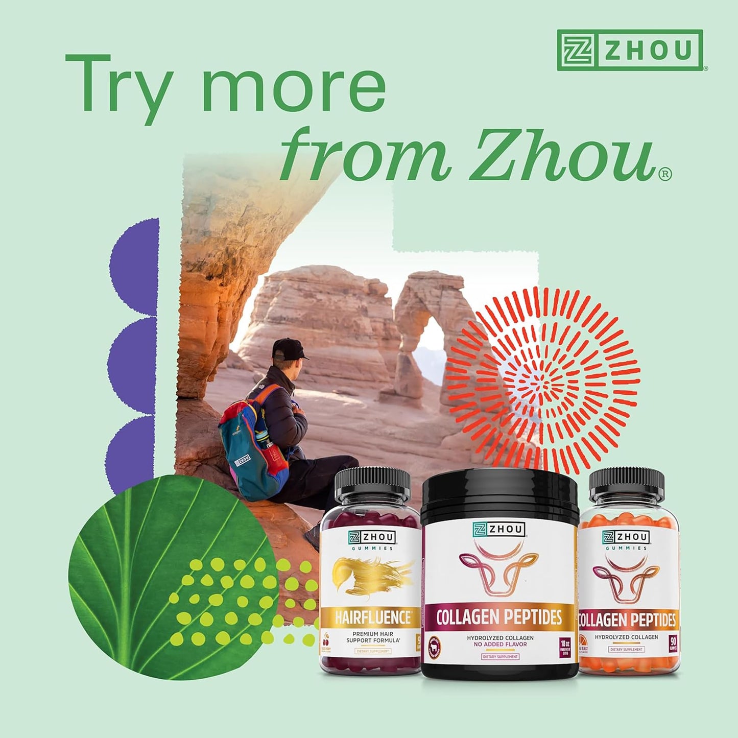Zhou Hairfluence - Vegan Biotin Supplement for Hair Growth for Men & Women, Lustriva Hair Growth Supplement for Nails & Glowing Skin with B Vitamin Complex & Keranat - 120 Capsules (Pack of 1)