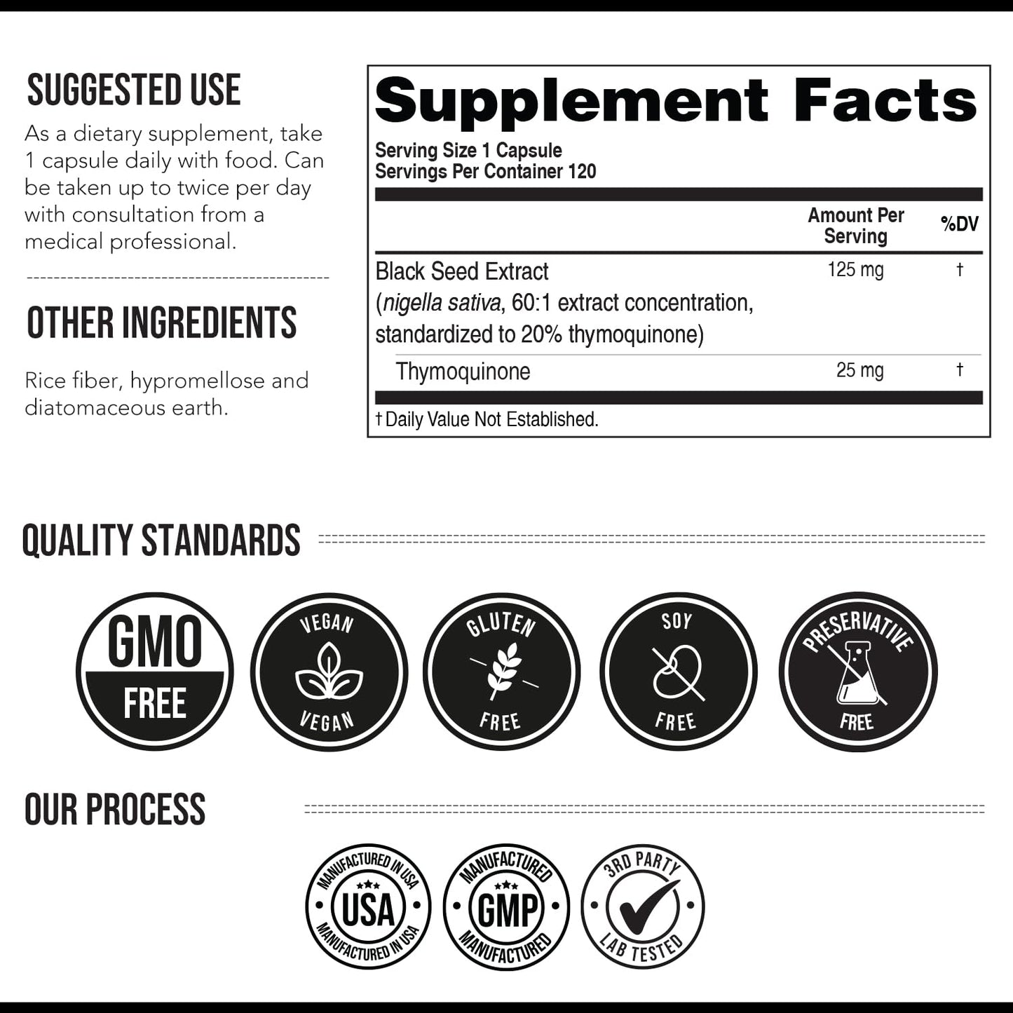 20% Thymoquinone Black Seed Oil Extract Capsules - TQ-Advanced 4X®: Potent Thymoquinone Concentration Available Concentrate from Nigella Sativa, Raw Form, Vegan, Glass Bottle (25 mg - 120 Capsules)