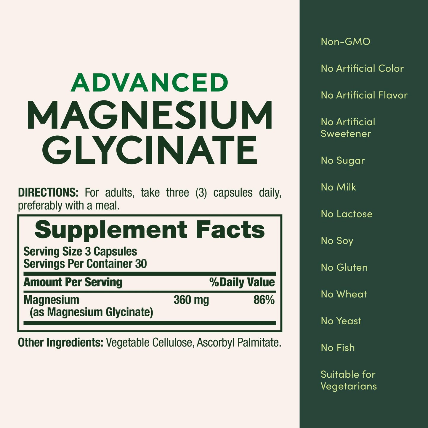 Nature's Bounty Advanced Magnesium Glycinate 360mg, Bioavailable Magnesium, Muscle & Bone Health Support, 90 Capsules