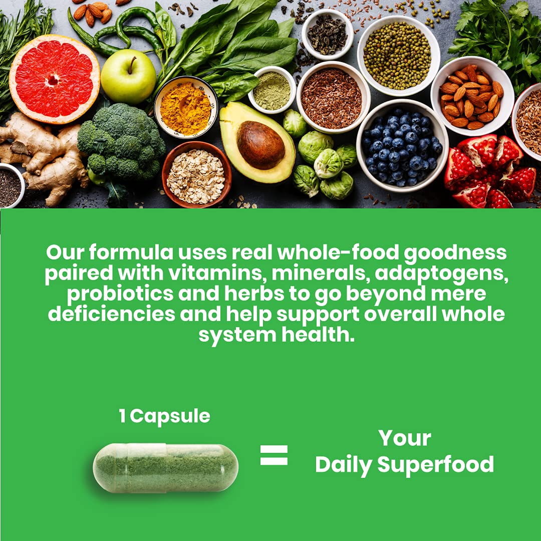 Paradise Herbs Earth's Blend Once Daily Multivitamin for Men, No Iron, 48 Organic Superfoods, Probiotics, Antioxidants, Vitamins A, B12, C, D, K2, 30 Count