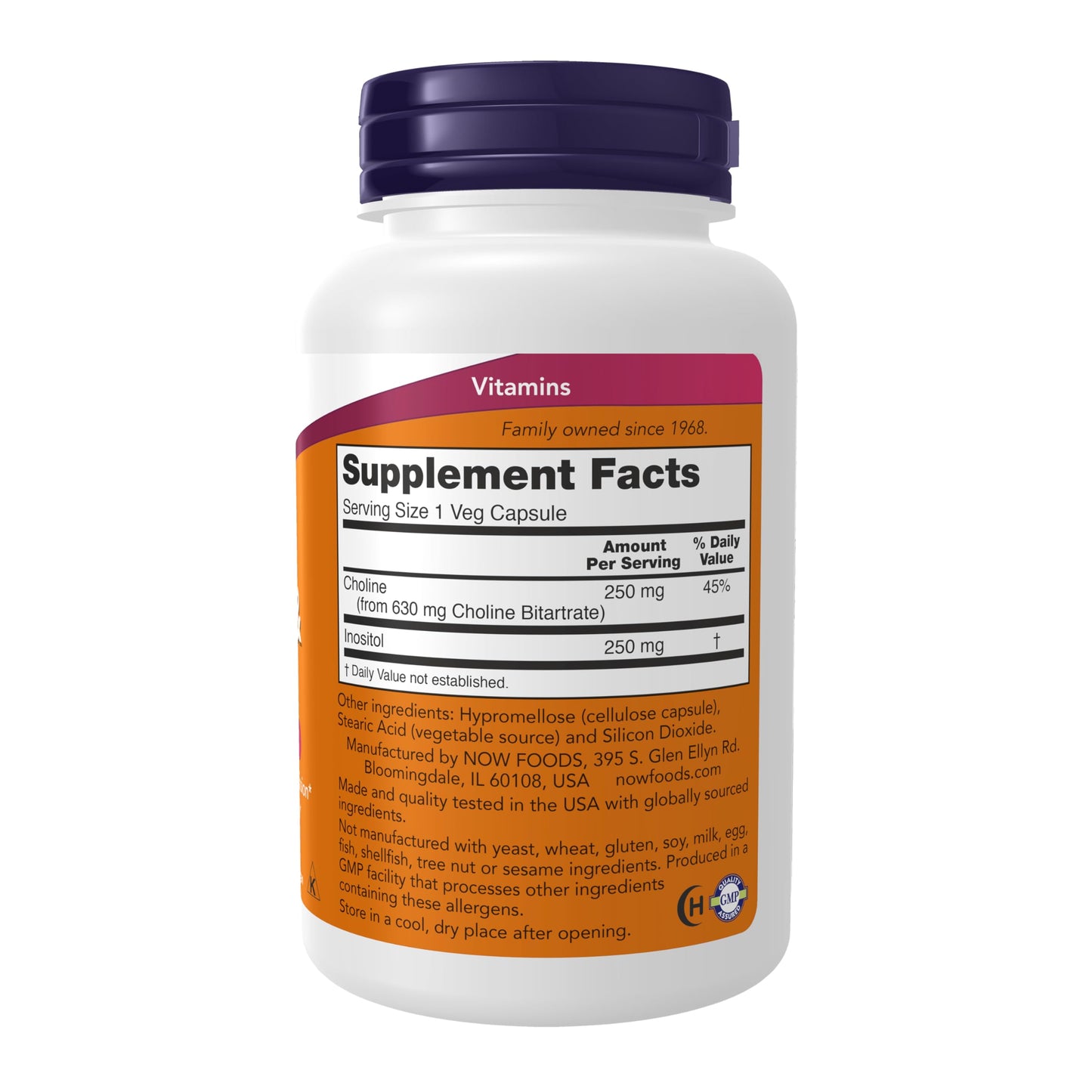 Pre-Order | Arrives in 5–10 Days – NOW Foods Supplements, Choline & Inositol 500 mg, Healthy Nerve Transmission*, Nervous System Health*, 100 Capsules
