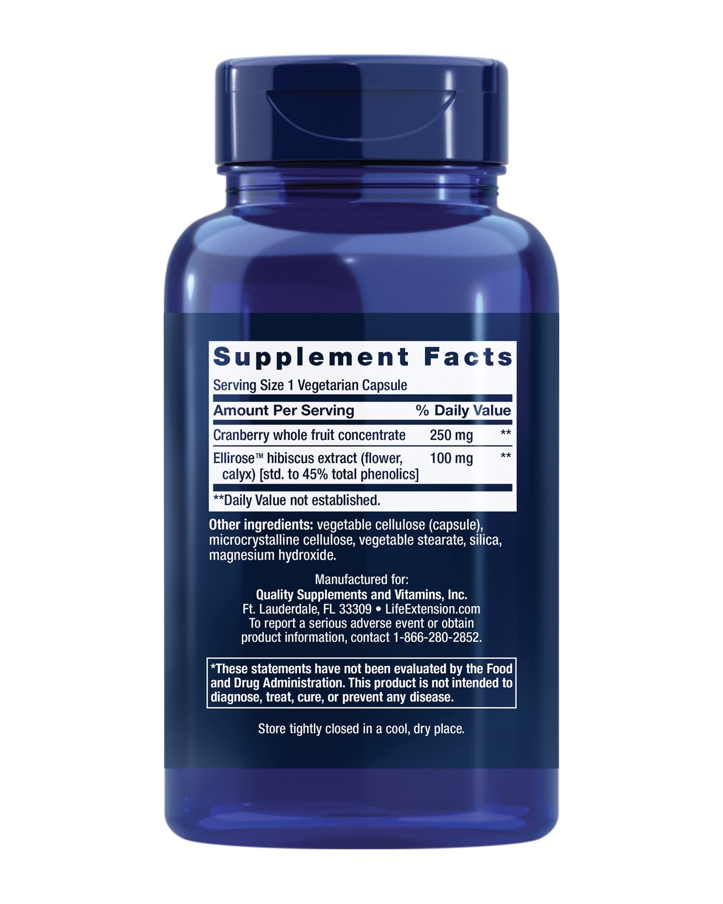 Life Extension Optimized Cran-Max®, Cranberry Whole Fruit Concentrate with Hibiscus Extract, Best in Class Support for Female Urinary Tract Health, Gluten-Free, Vegetarian, Non-GMO, 60 Capsules