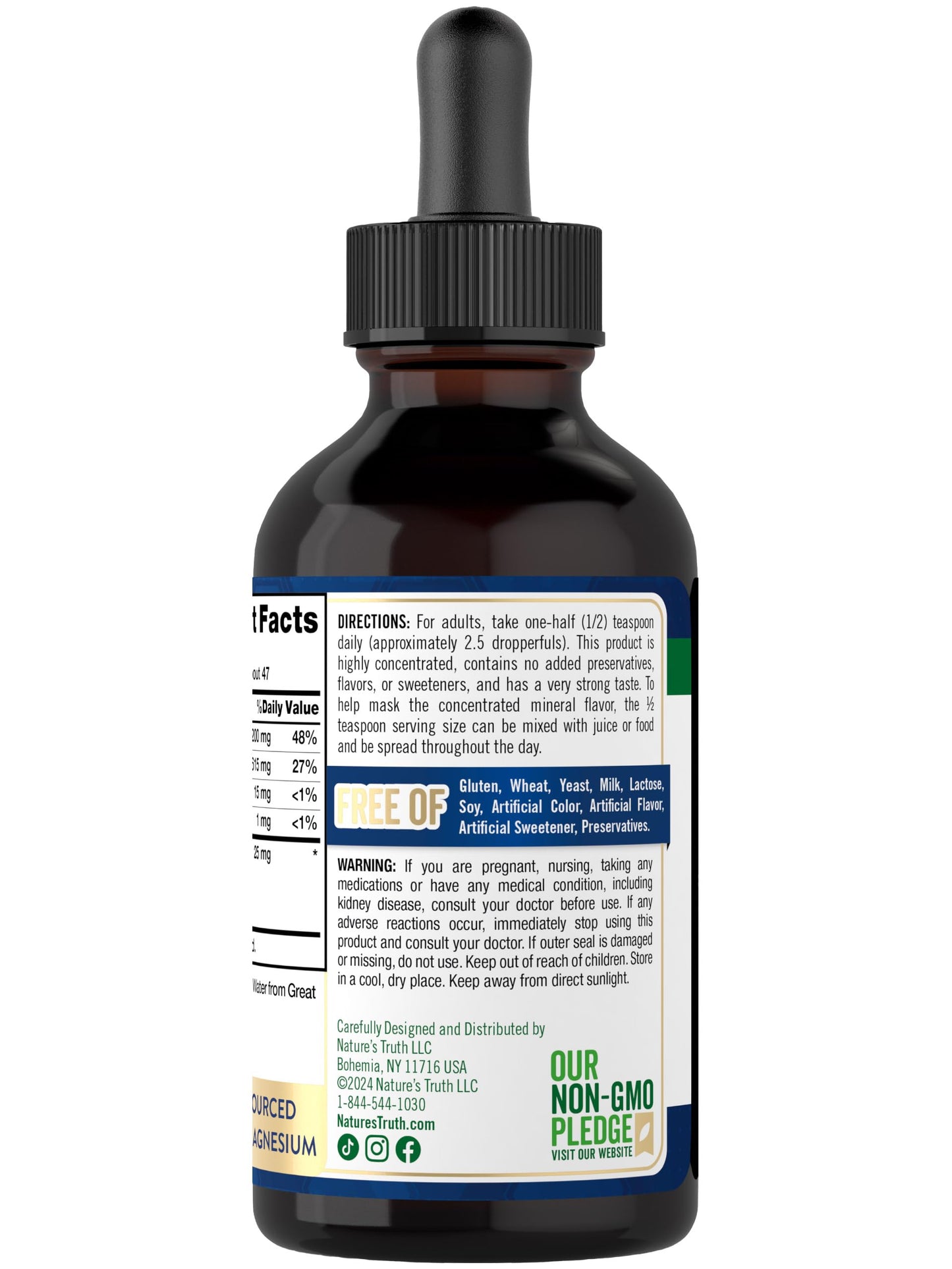 Nature's Truth Ionic Magnesium Liquid Drops | 200mg | 4 Fluid Ounces | with Electrolytes & Trace Minerals | Vegan, Non-GMO & Gluten Free Supplement