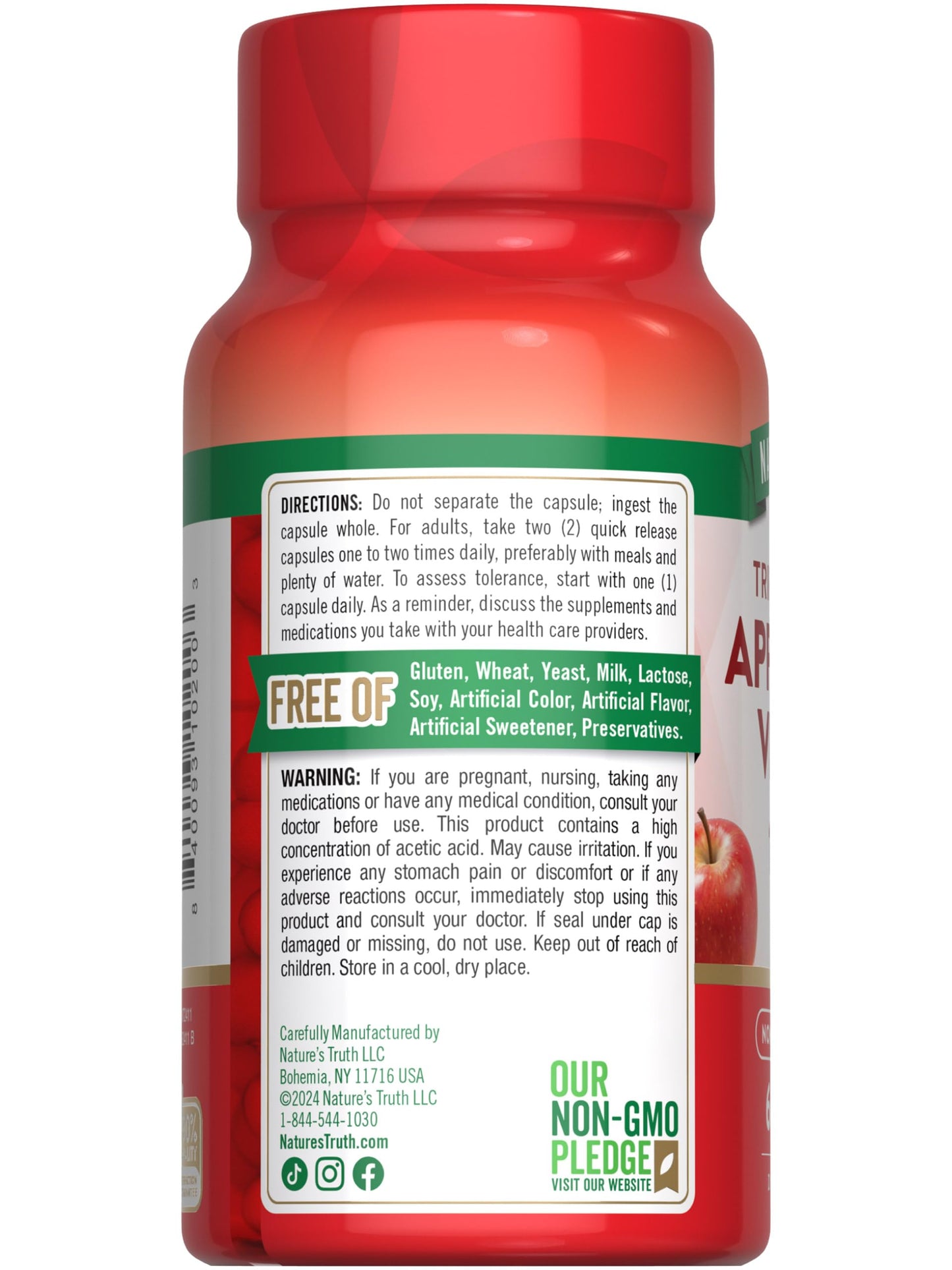 Nature's Truth Apple Cider Vinegar Capsules | 1200mg | Quick Release Pills | Non-GMO & Gluten Free Supplement