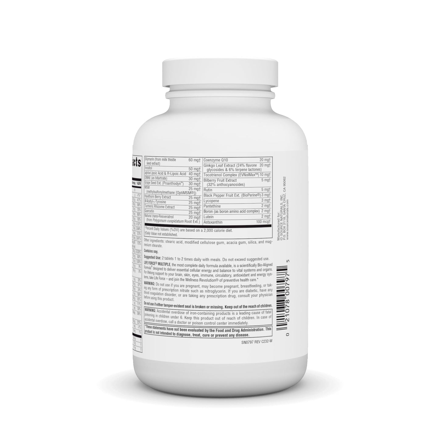 Pre-Order | Arrives in 5–10 Days – Source Naturals Life Force Multiple Daily Multivitamin High Potency Essential Vitamins, Minerals, Antioxidants & Nutrients - Energy & Immune Boost - 120 Tablets