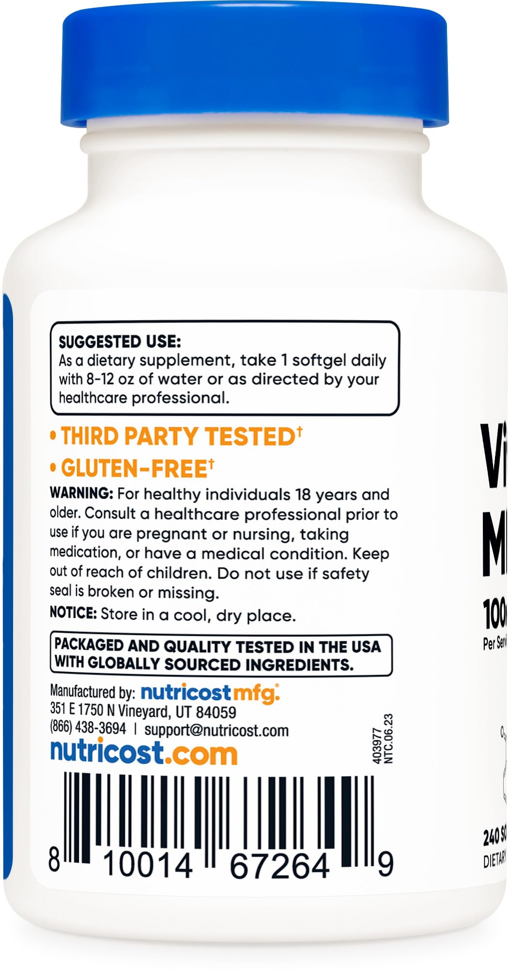 Pre-Order | Arrives in 5–10 Days –
Nutricost Vitamin K2 MK-7 100 mcg, 240 Softgels - Gluten Free and Non-GMO MK7