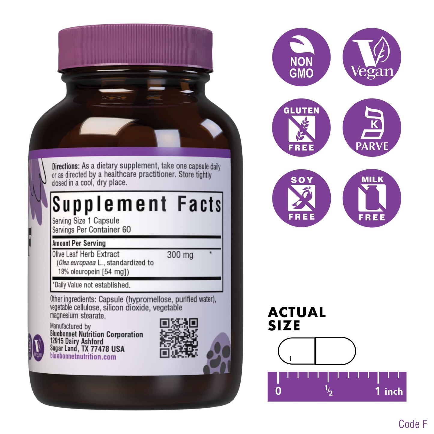 Bluebonnet Nutrition Standardized Olive Leaf Herb Extract, 60 Count