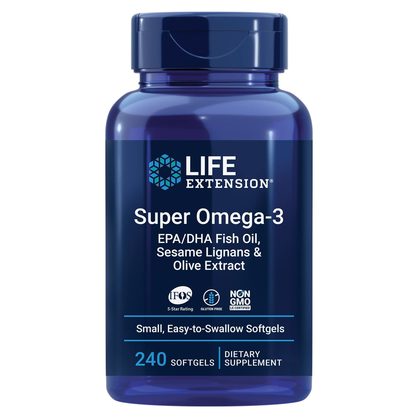 Life Extension Super Omega-3 Fish Oil, Sesame & Olive Extract with Super Digestive Enzymes & Probiotics - 240 Softgels & 60 Capsules