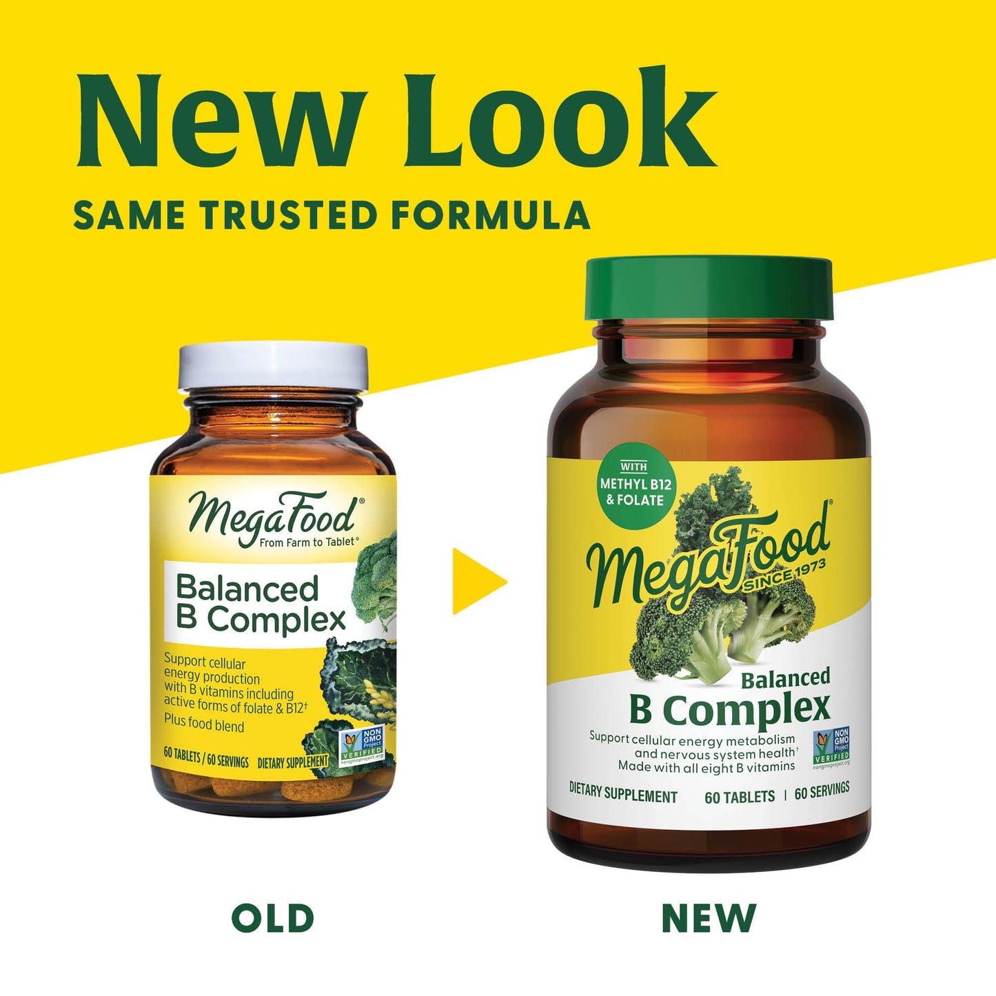 MegaFood Balanced B Complex - B Complex Vitamin Supplement - 8 B Vitamins Including Vitamin B6, Vitamin B12, Folate, Biotin & More - Supports Cellular Energy Production - Vegan, Gluten Free - 60 Tabs