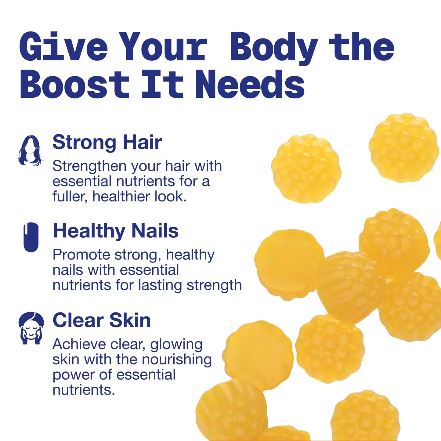 Premium Hair Skin and Nails Gummies – 5000 Mcg Biotin Vegan Vitamins for Men & Women – Promotes Healthy Hair Growth, Strong Nails, Radiant Skin – 10X Extra Strength - Blueberry Flavour