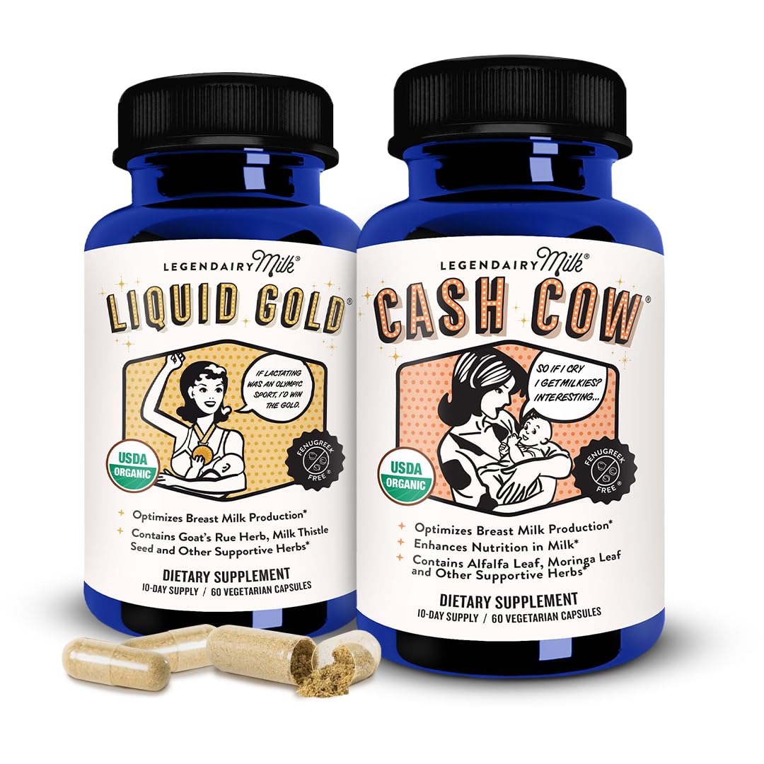 Legendairy Milk Liquid + Cash Cow, Lactation Supplement for Milk Supply Increase and Enhance Prolactin Release - Lactation Support for Breast Milk Production