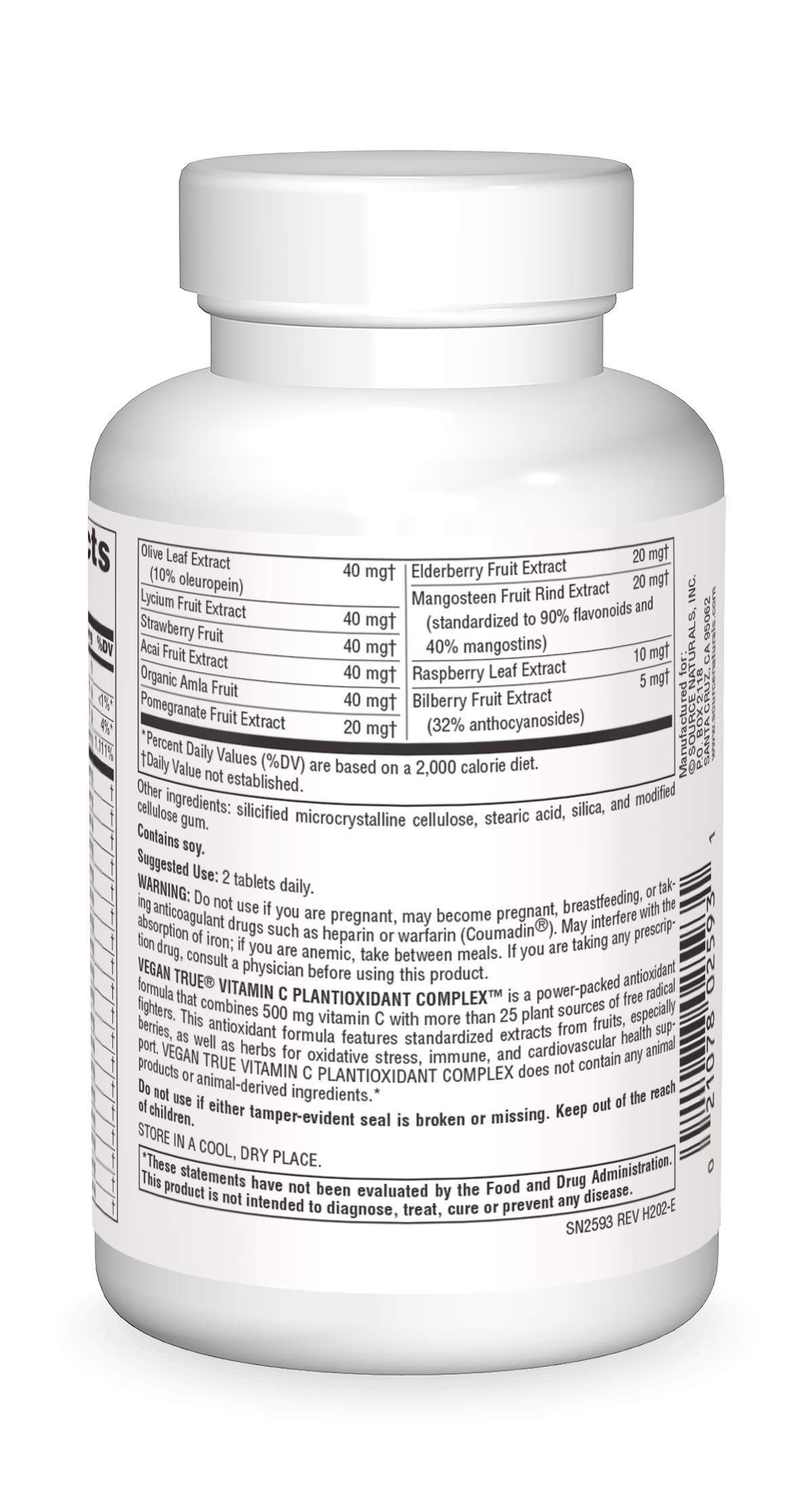 Pre-Order | Arrives in 5–10 Days – SOURCE NATURALS Vegan True Vitamin C Plantioxidant Complex Tablet, 60 Count