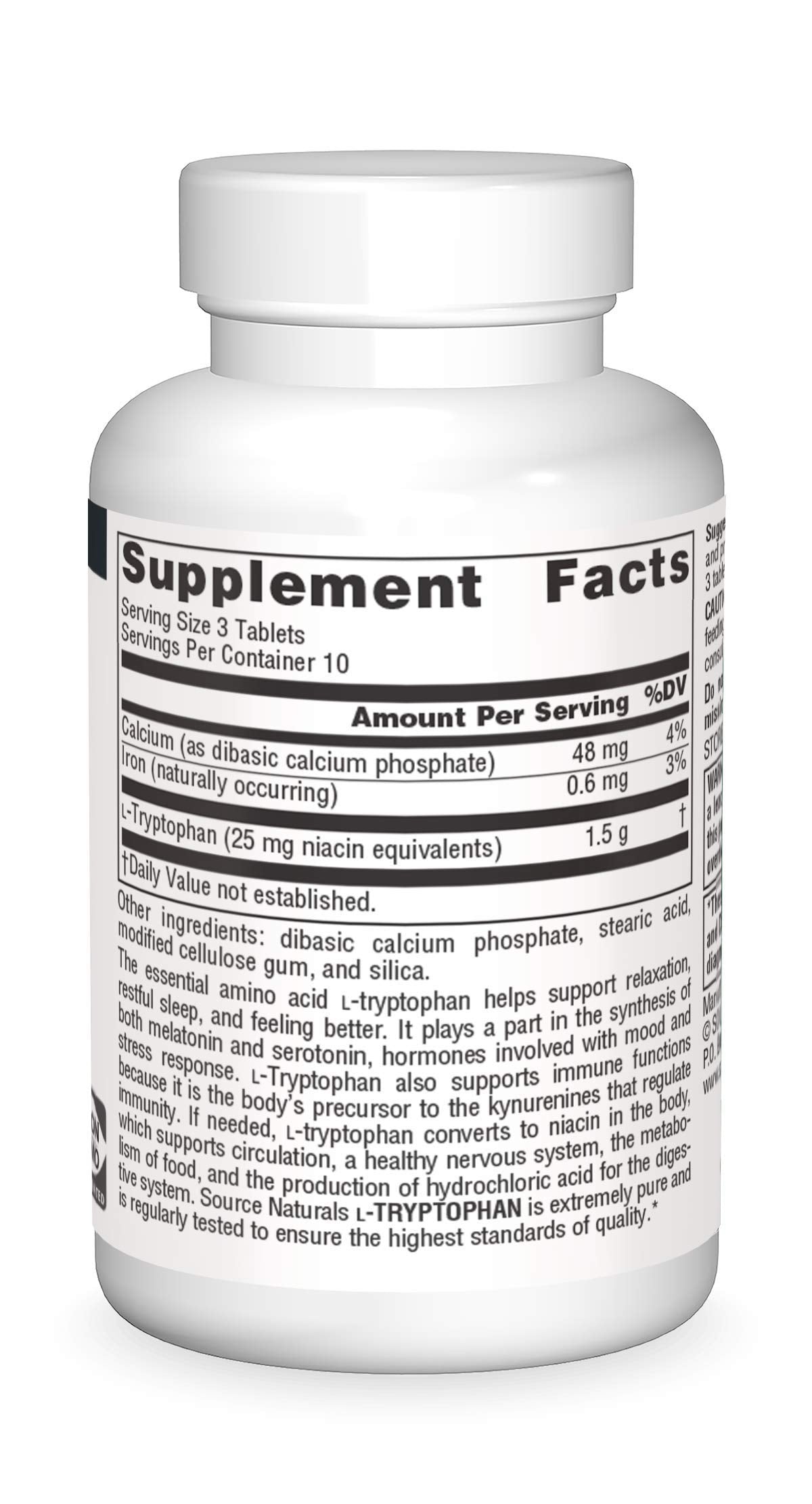 Pre-Order | Arrives in 5–10 Days – Source Naturals L-Tryptophan, for Mood, Relaxation, and Sleep*, 500mg - 30 Tablets