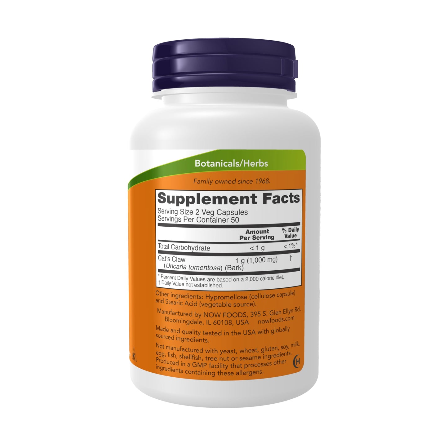 NOW Foods Supplements, Cat's Claw 500 mg, Non-GMO Project Verified, Herbal Supplement, 100 Veg Capsules