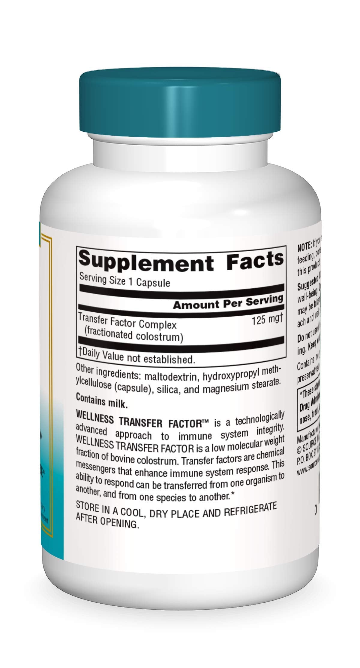 Source Naturals Wellness Transfer Factor, Supports Immune System Response* 125 mg - 60 Vegetarian Capsules