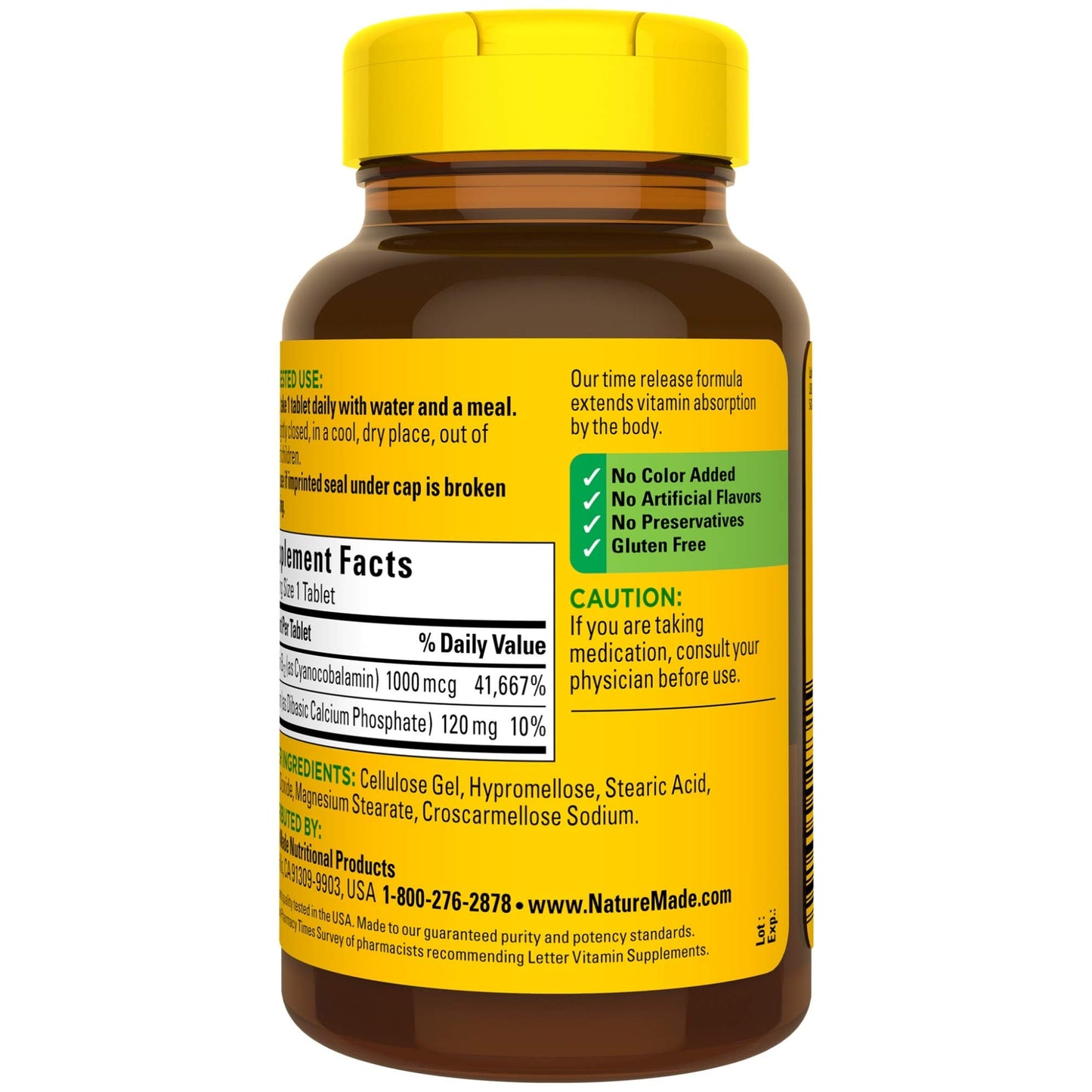 Nature Made Vitamin B12 1000 mcg, Energy Supplement For Cellular Energy Support, 160 Time Release Tablets, 160 Day Supply (Pack of 2)