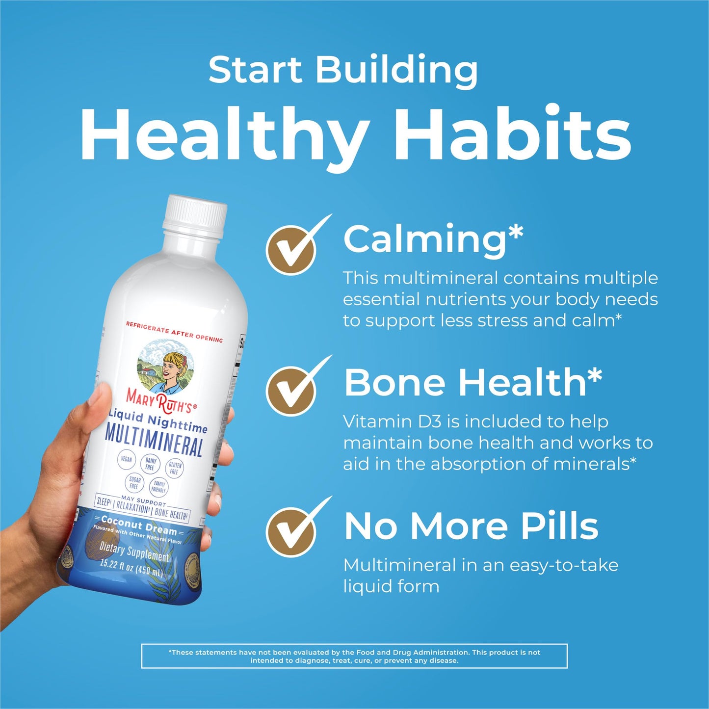 MaryRuth's Liquid Nighttime Multimineral (Coconut, 15oz) & Hair Growth Max Liposomal (Almond Cookie) | Clean Label Project Verified® | Sugar-Free, Vegan | Bedtime Routine, Beauty, Hair & Skin Support