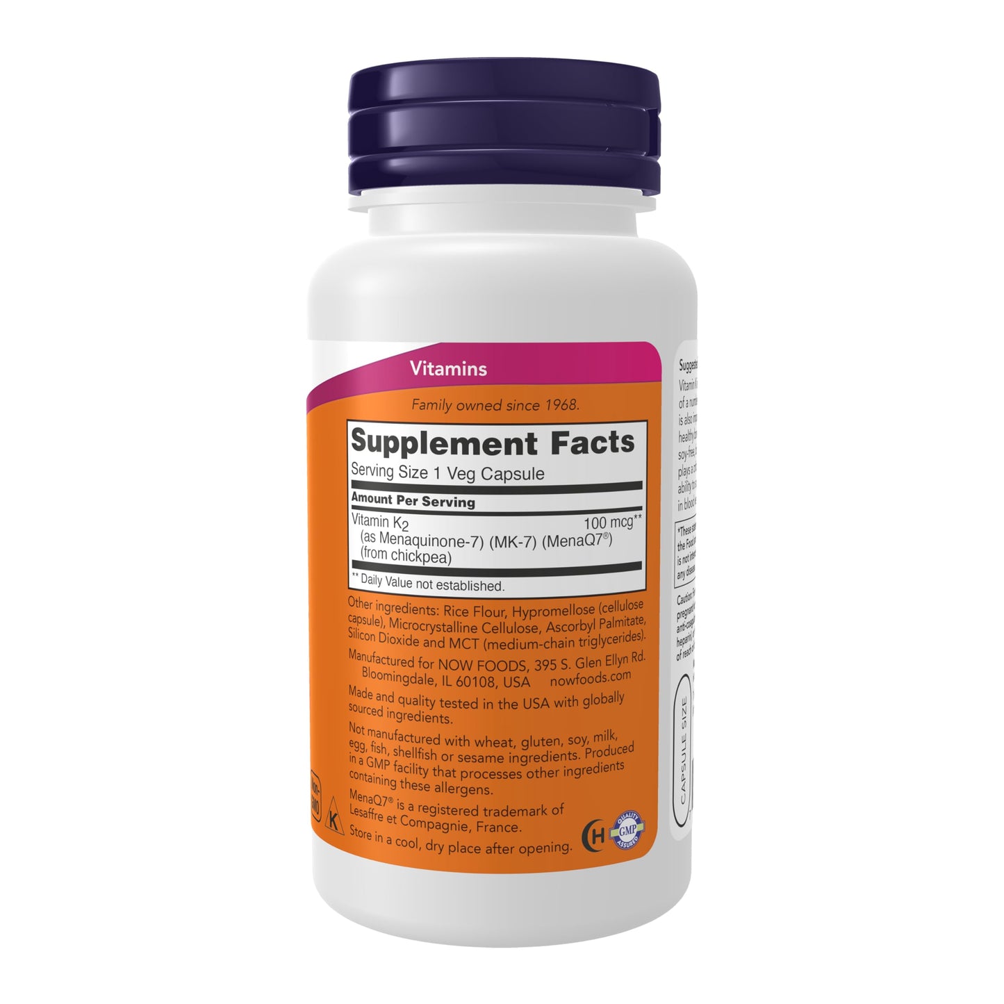 Pre-Order | Arrives in 5–10 Days – NOW Foods Supplements, MK-7 Vitamin K-2 100 mcg, Cardiovascular Support*, Supports Bone Health*, 120 Veg Capsules