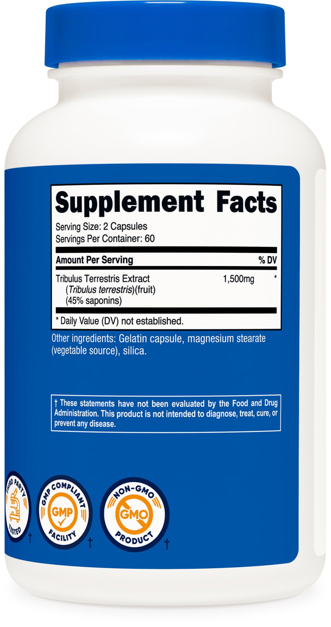 Nutricost Tribulus Terrestris Extract 1500mg, 120 Capsules - 60 Servings (750mg Per Cap), Non GMO & Gluten Free