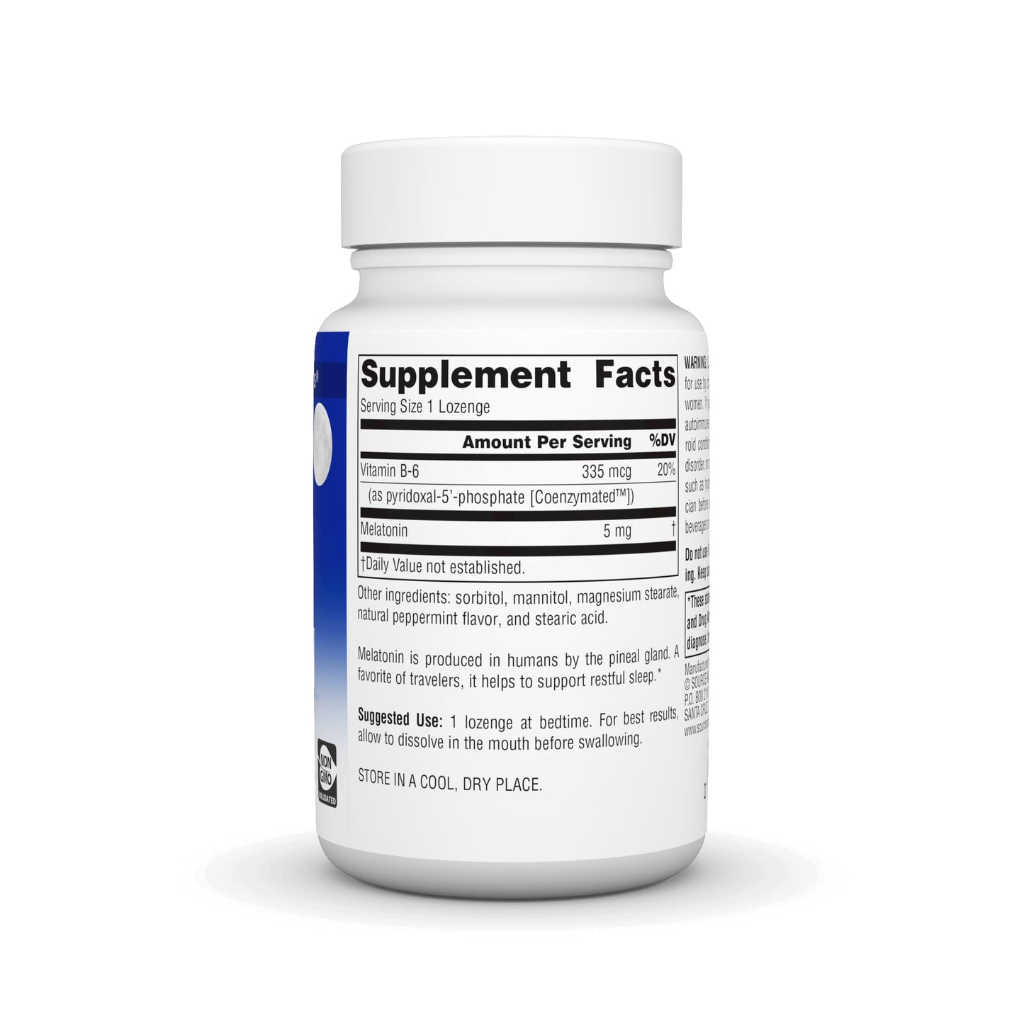 Pre-Order | Arrives in 5–10 Days – Source Naturals Melatonin 5 mg - 200 Peppermint Flavored Lozenges