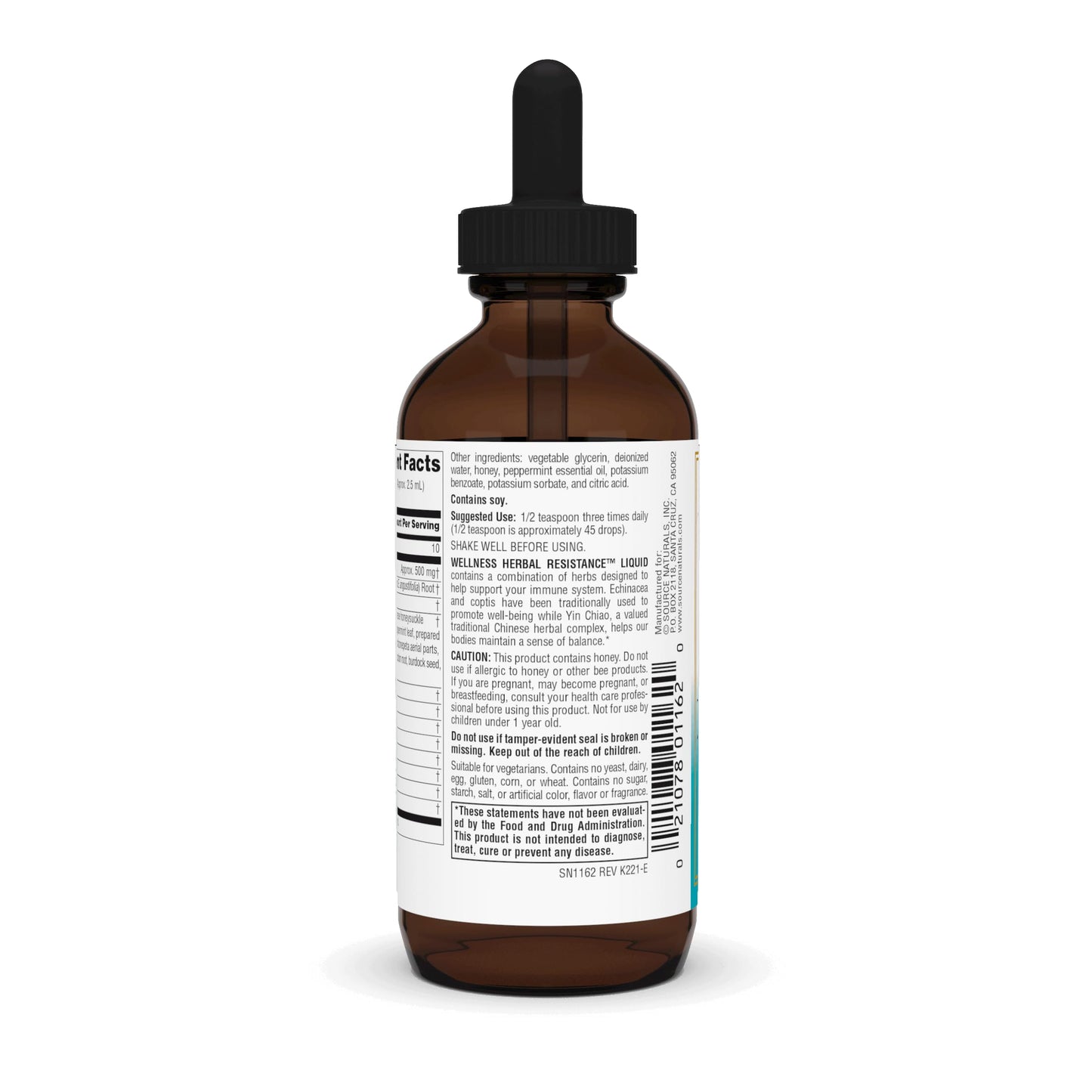 Pre-Order | Arrives in 5–10 Days – Source Naturals Wellness Herbal Resistance Liquid with Echinacea, Coptis, and Yin Chiao, Immune Support* - Alcohol Free - 4 Fliud Oz