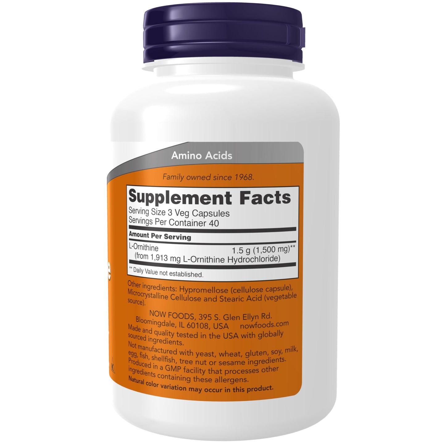 Pre-Order | Arrives in 5–10 Days – NOW Foods Supplements, L-Ornithine (L-Ornithine Hydrochloride) 500 mg, Amino Acid, 120 Veg Capsules