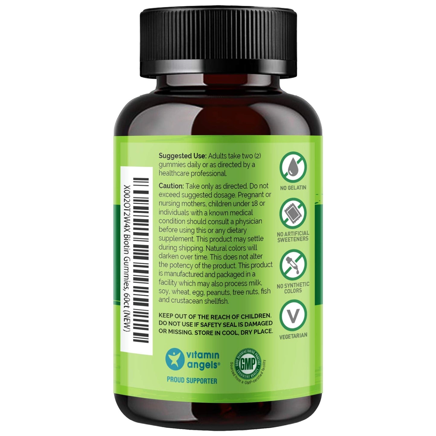 NATURELO Biotin Gummies - Supports Healthy Hair, Skin & Nails - High Potency 2500 mcg - Non GMO, Gluten Free - 60 Gummies