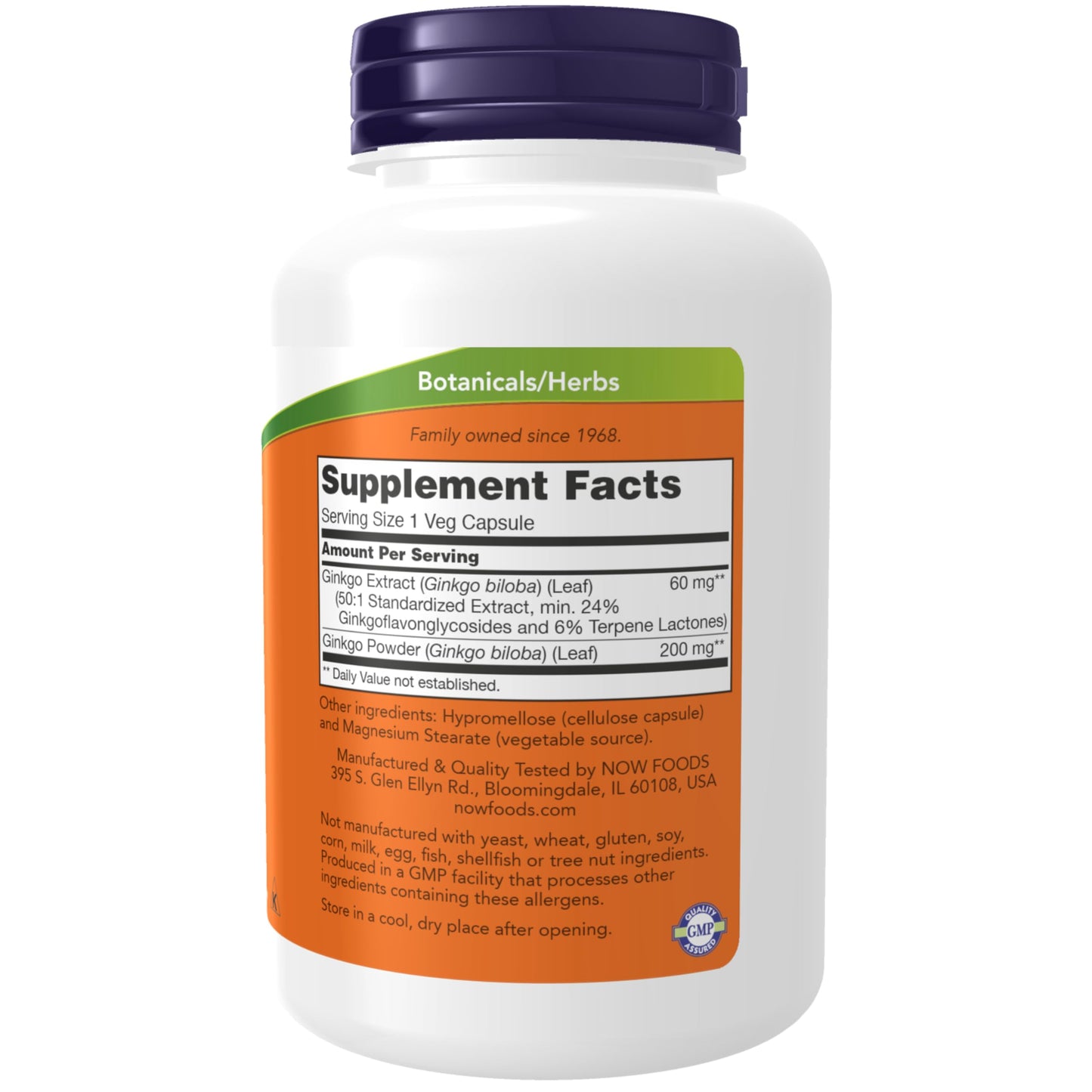 Pre-Order | Arrives in 5–10 Days – NOW Foods Supplements, Ginkgo Biloba 60 mg, 24% Standardized Extract, Non-GMO Project Verified, 240 Veg Capsules