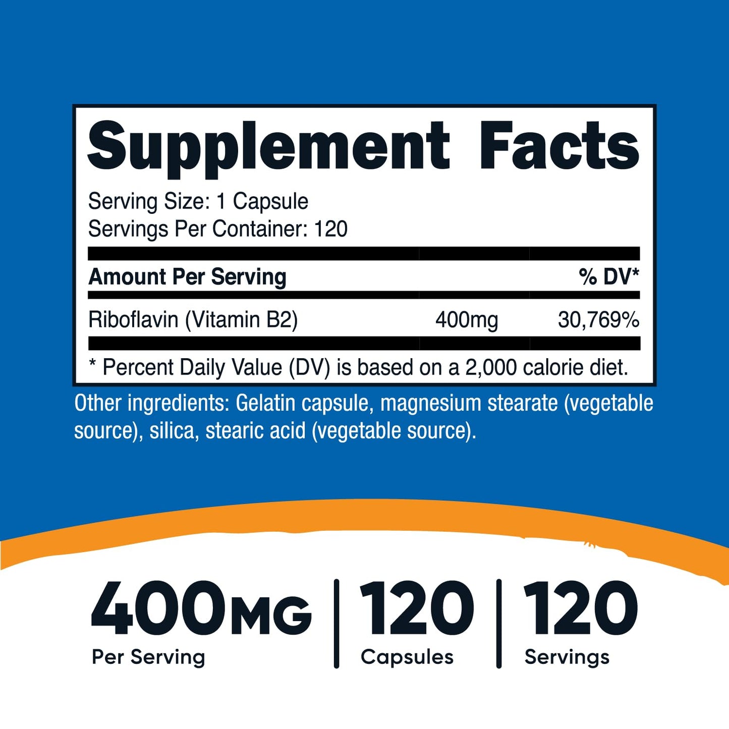 Pre-Order | Arrives in 5–10 Days –
Nutricost Vitamin B2 (Riboflavin) 400mg, 120 Capsules - Gluten Free, Non-GMO
