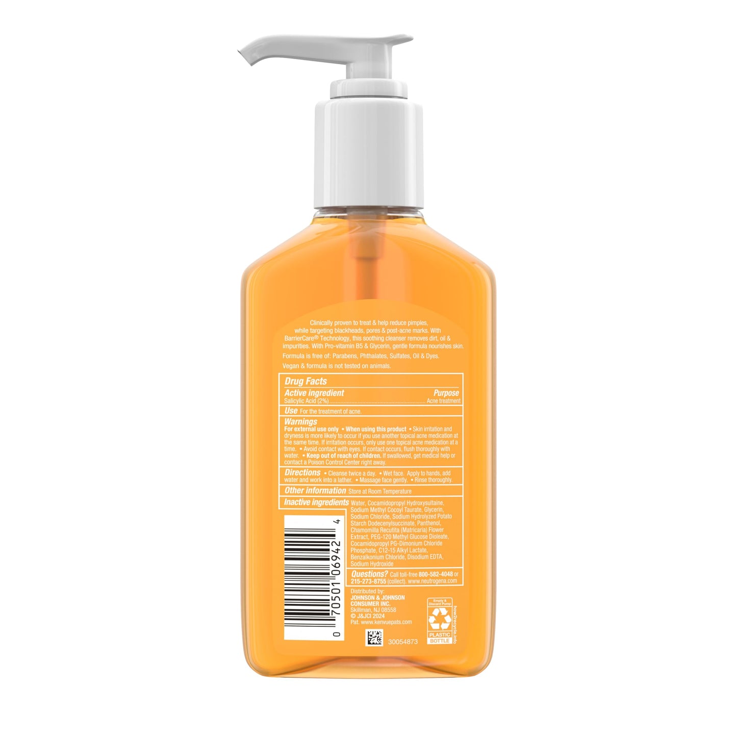Neutrogena Oil-Free Acne Face Wash, Sensitive Skin Facial Cleanser with 2% Salicylic Acid Acne Treatment, Daily Fragrance Free Face Wash for Acne Prone Skin, 9.1 fl oz