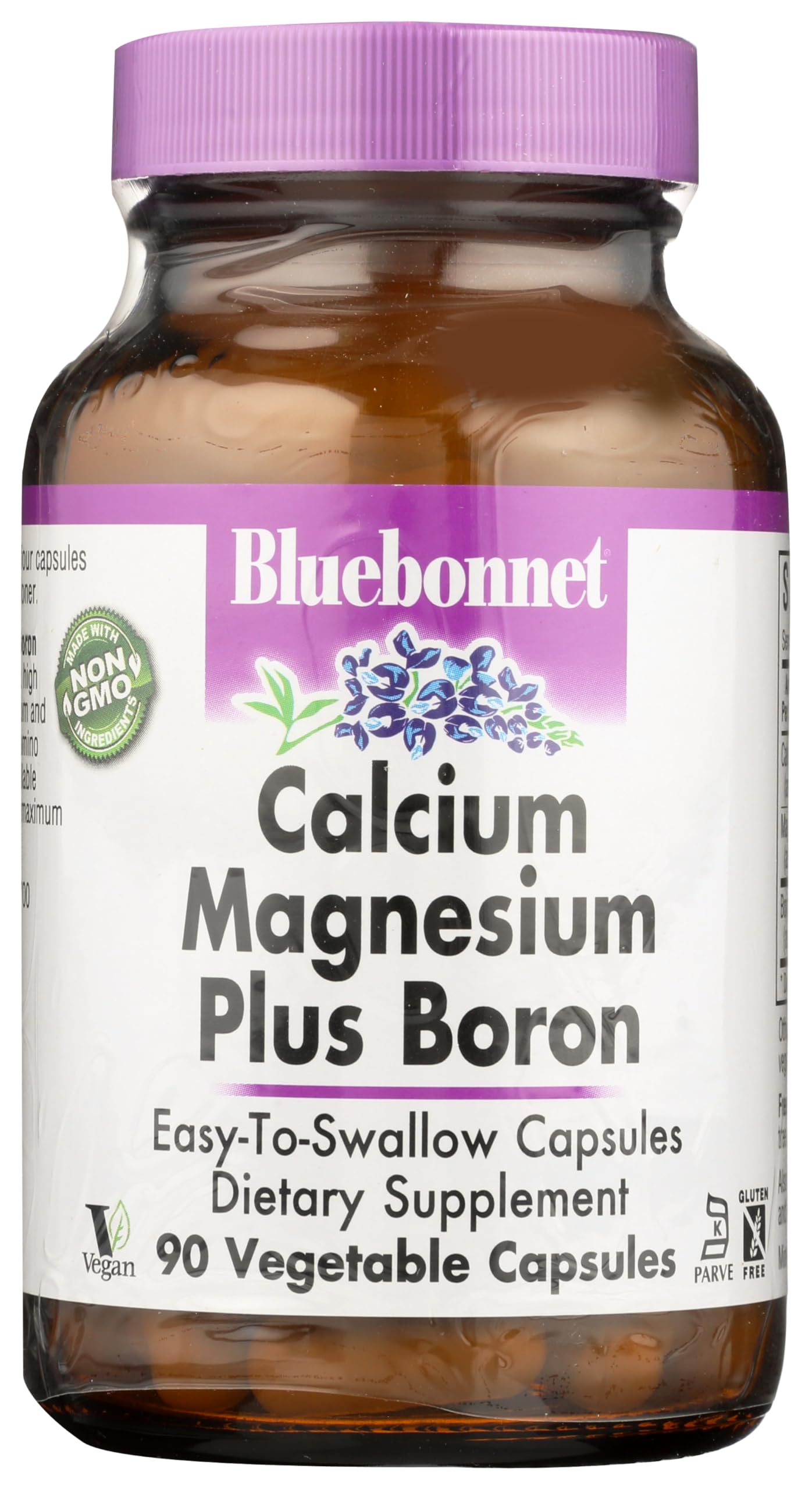 BlueBonnet Calcium Magnesium Plus Boron Vegetarian Capsules, Off White, 90 Count