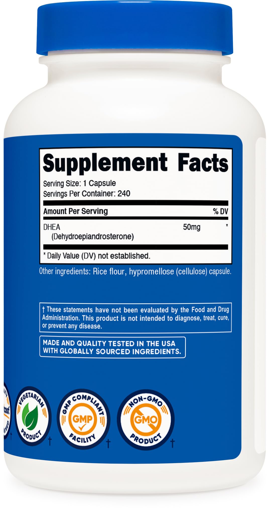 Nutricost DHEA 50mg, 240 Capsules - Gluten Free, Soy Free, Non-GMO, Supplement