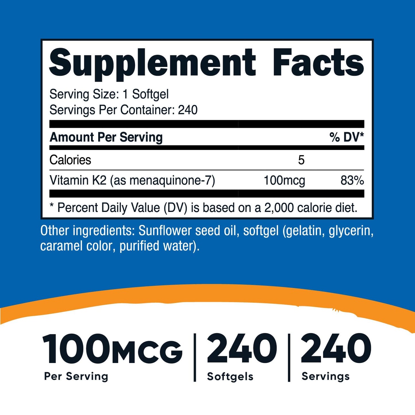 Pre-Order | Arrives in 5–10 Days –
Nutricost Vitamin K2 MK-7 100 mcg, 240 Softgels - Gluten Free and Non-GMO MK7