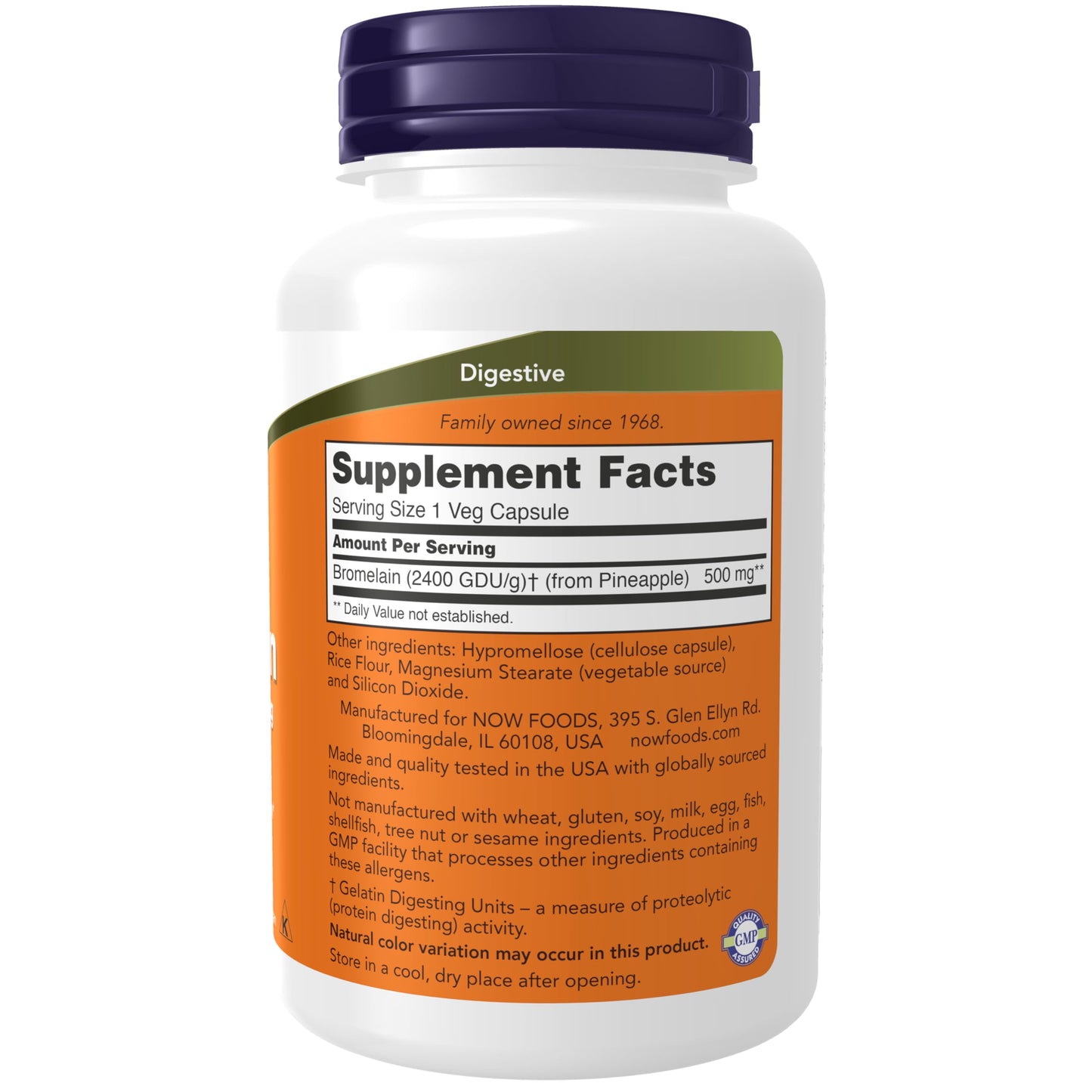 NOW Foods Supplements, Bromelain (Natural Proteolytic Enzyme) 2,400 GDU/g - 500 mg, Natural Proteolytic Enzyme*, 120 Veg Capsules