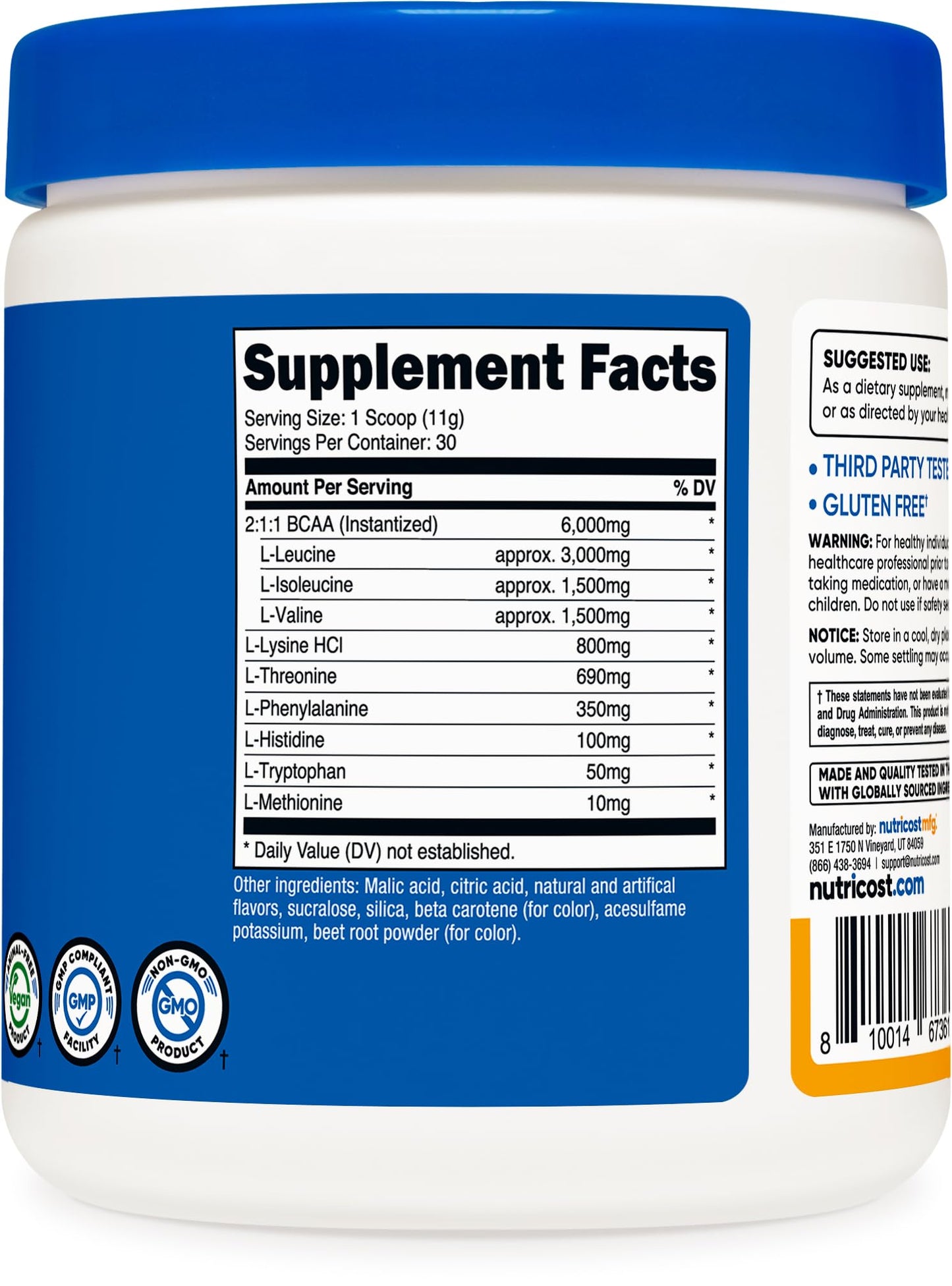 Nutricost EAA Powder 30 Servings (Peach Mango) - Essential Amino Acids - Non-GMO, Gluten Free, Vegetarian Friendly
