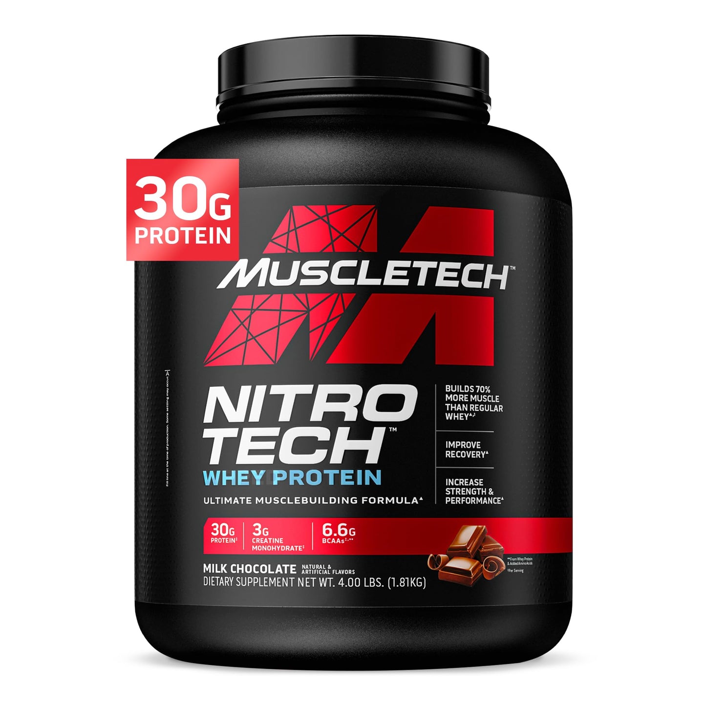 Muscletech Whey Protein Powder & BCAA Amino Acids Powder Muscle Building Formula with Whey Isolate, Peptides, BCAAs & Electrolytes (4 Pound, 40 Servings)