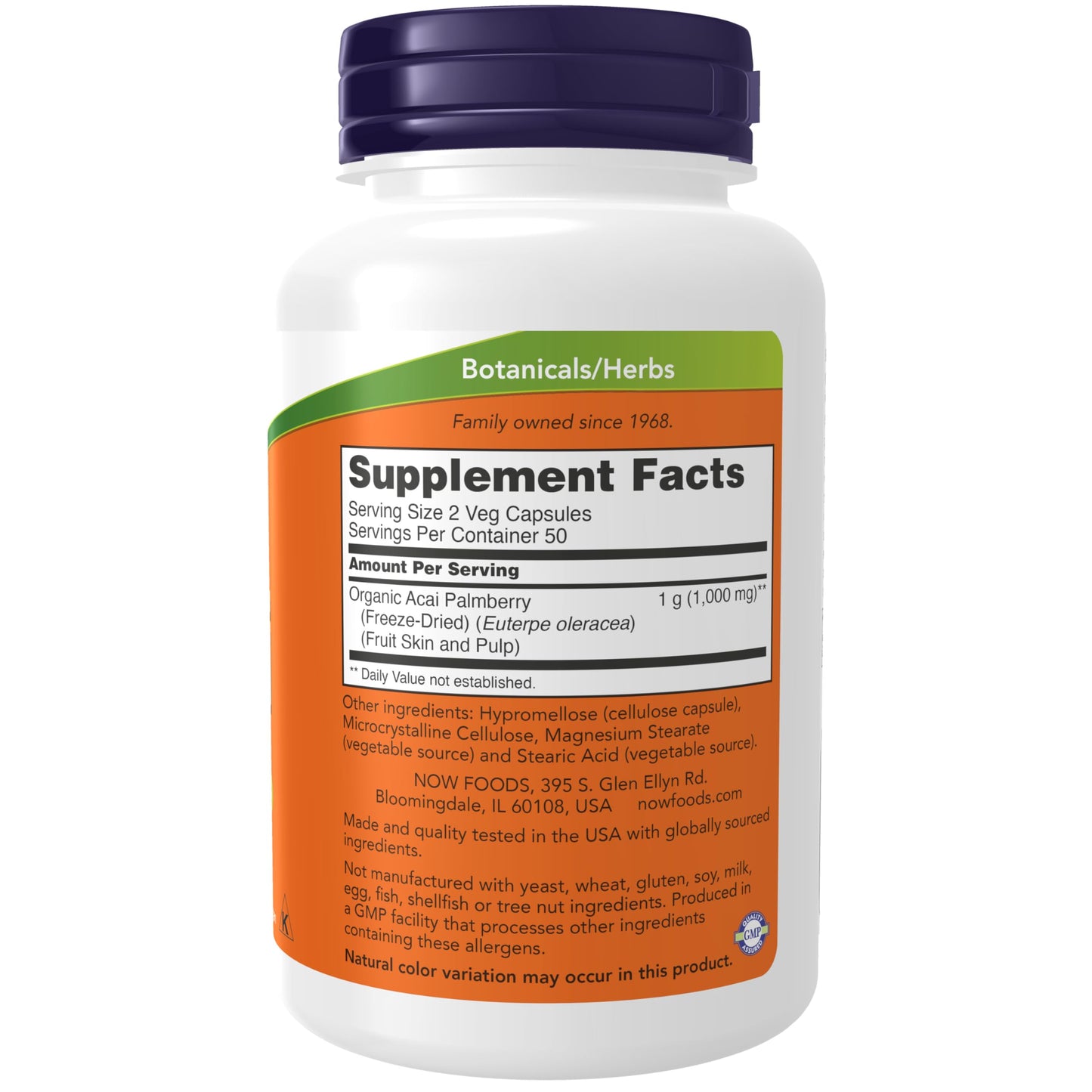 NOW Foods Supplements, Acai 500 mg, Freeze-Dried Super Fruit with Polyphenols, Ellagic Acid, Rutin, Anthocyanins and Catechins, 100 Veg Capsules