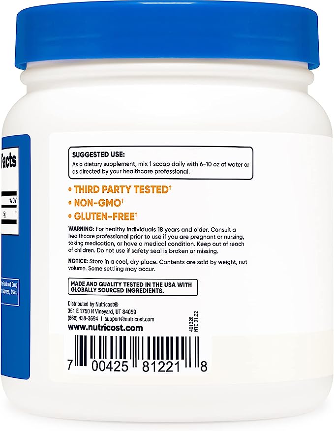 Nutricost L-Glutamine Powder (500 Grams) Unflavored - Gluten Free & Non-GMO, 100 Servings